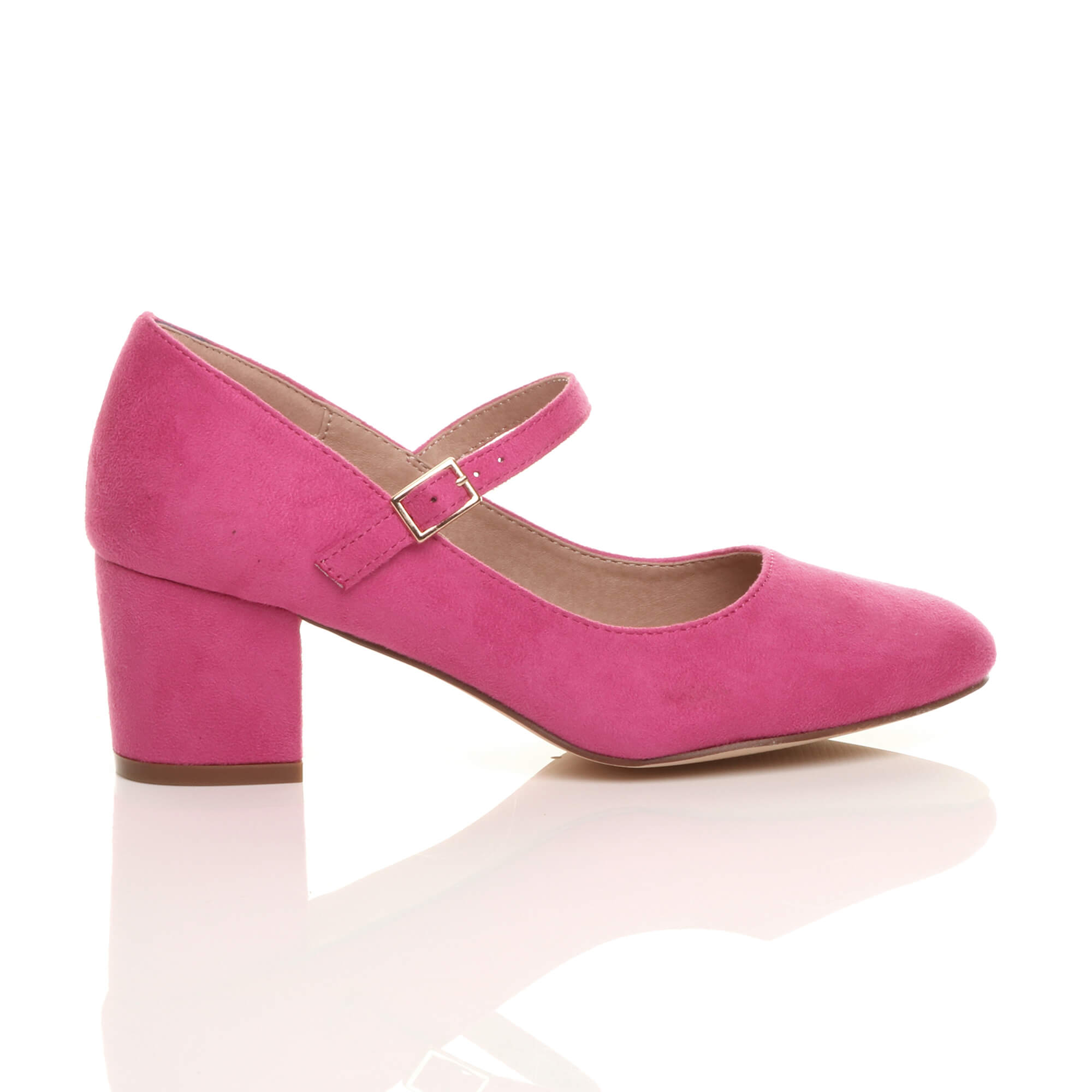 Fuchsia AJVANI Fuchsia Mid Block Heel Mary Jane Court Shoes, Image 2 of 6