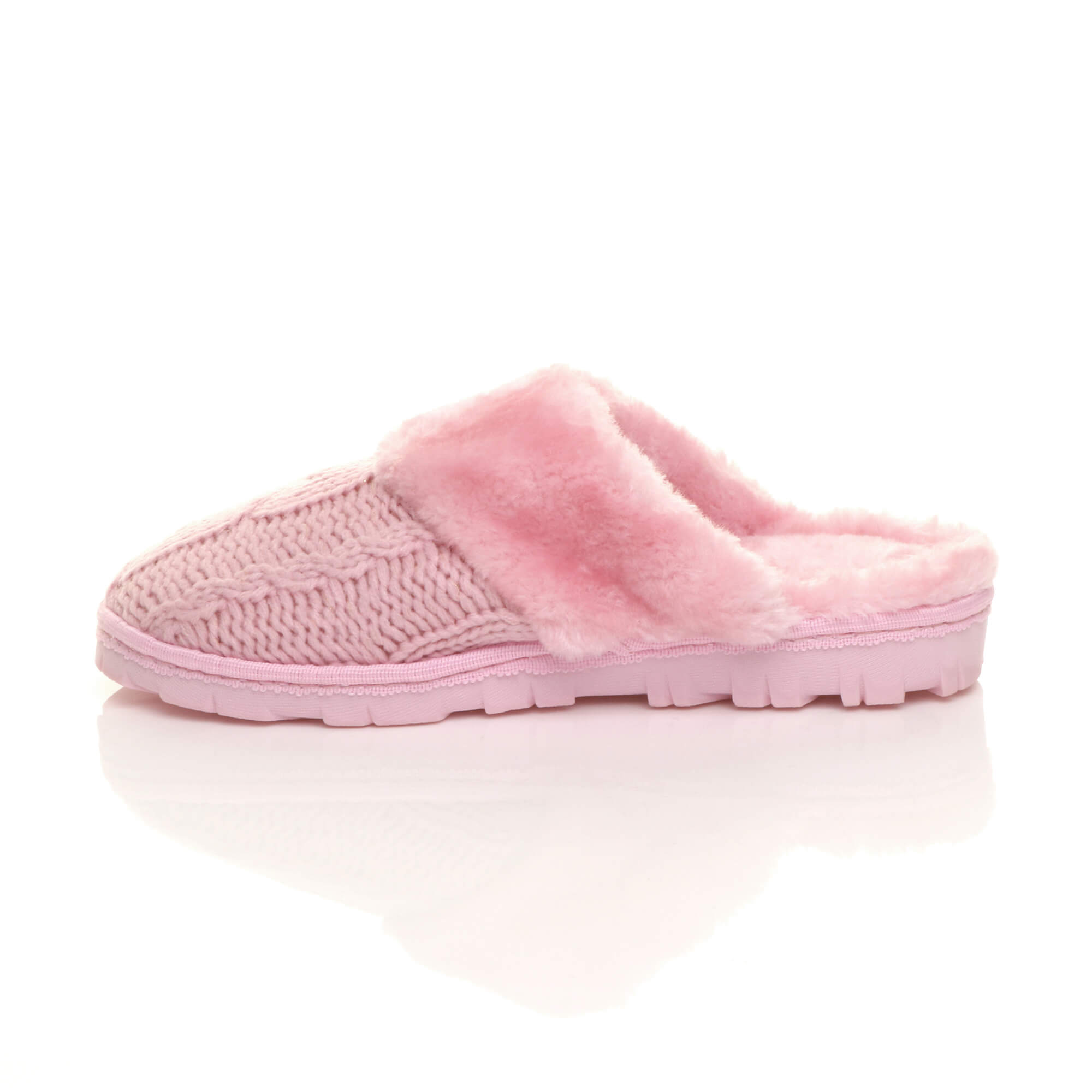 Pink AJVANI Pink Glitter Knitted Mules Slippers, Image 2 of 5