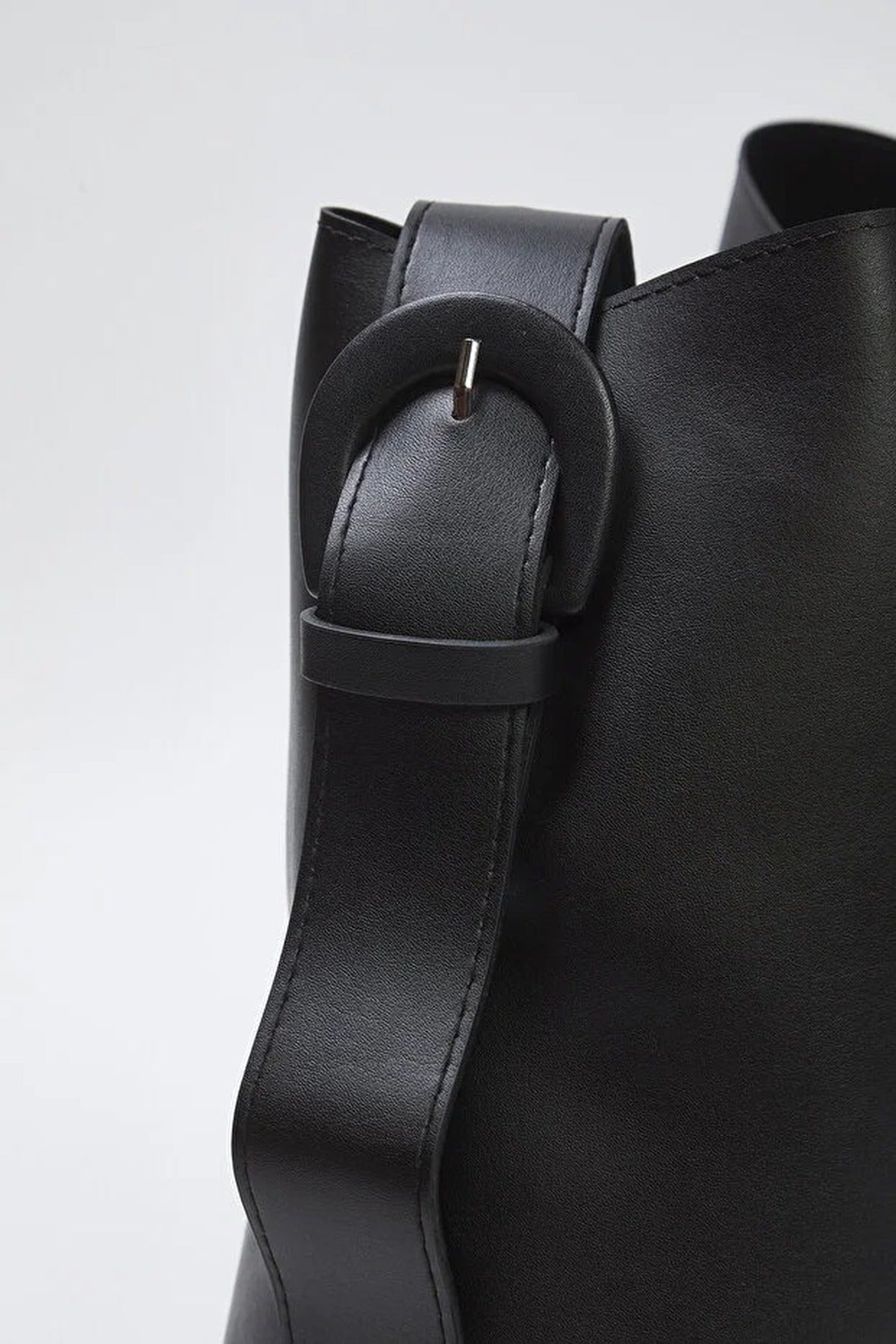 Black Wide Strap Bucket Shoulder Bag, Image 3 of 4