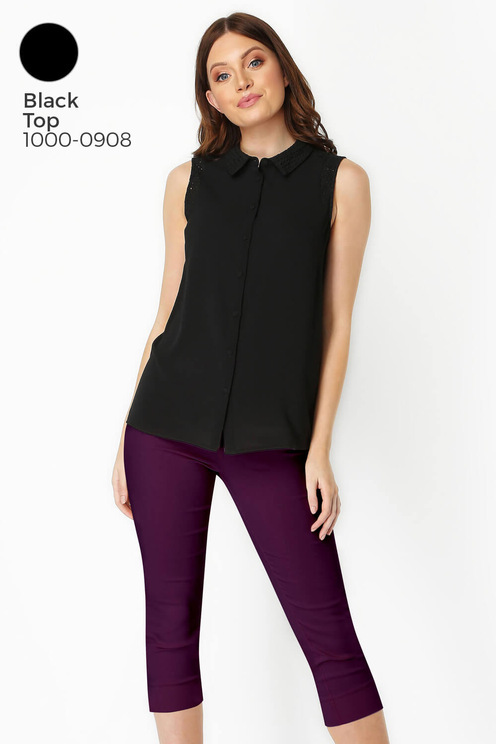 Plum Cropped Stretch Trouser, Image 6 of 7