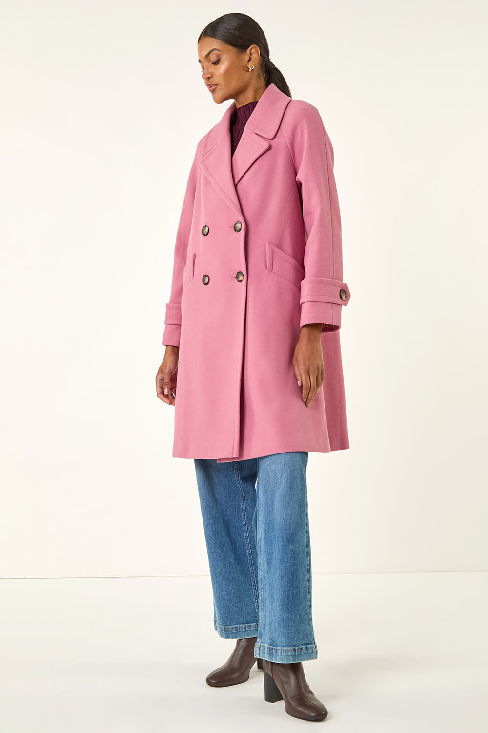 Pink Premium Buttoned Coat, Image 4 of 8