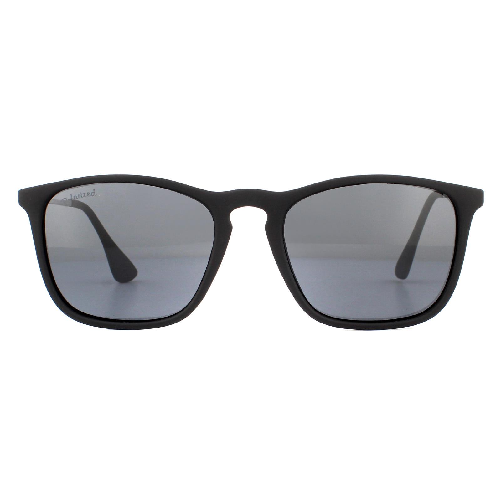 Black Montana Black Rectangle Black Rubbertouch Black Smoke Polarized Sunglasses, Image 1 of 4
