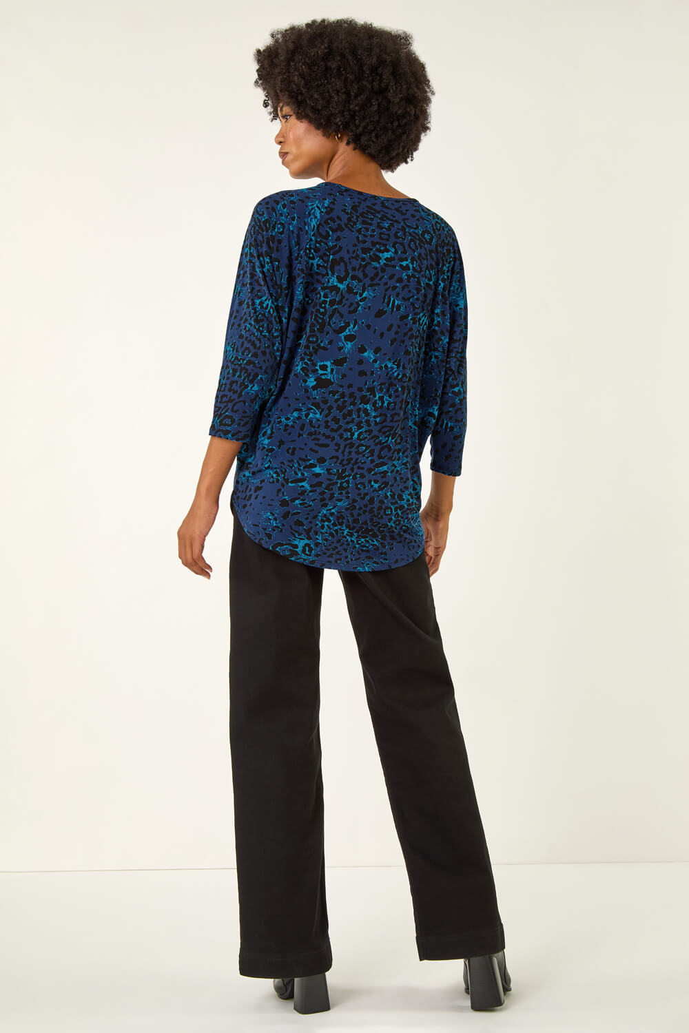 Blue Animal Print Stretch Top, Image 4 of 5