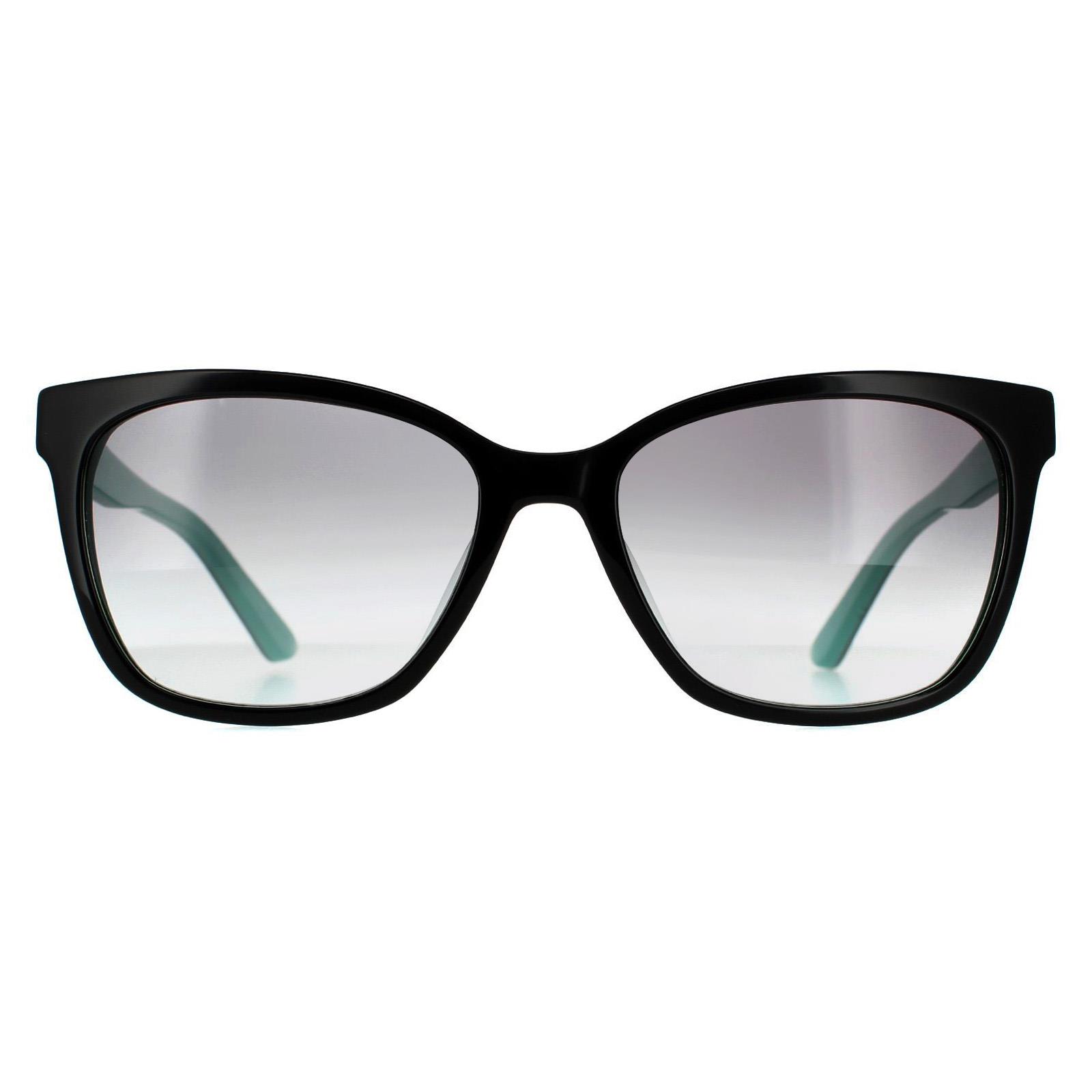 Black Calvin Klein Black Rectangle Black Teal Grey Gradient Sunglasses, Image 1 of 4