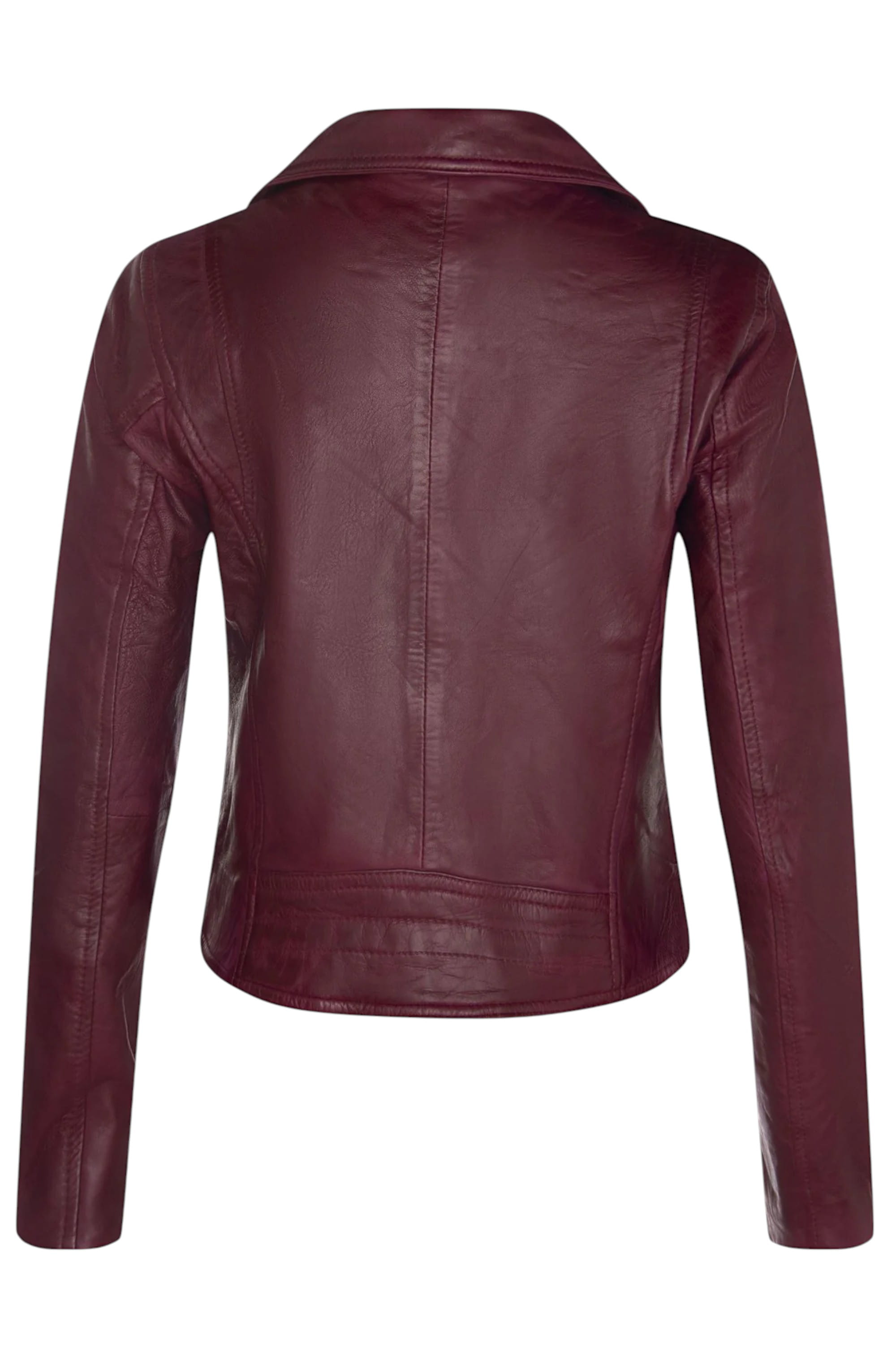 Burgundy Leather Brando Biker Jacket -Loughton, Image 2 of 4