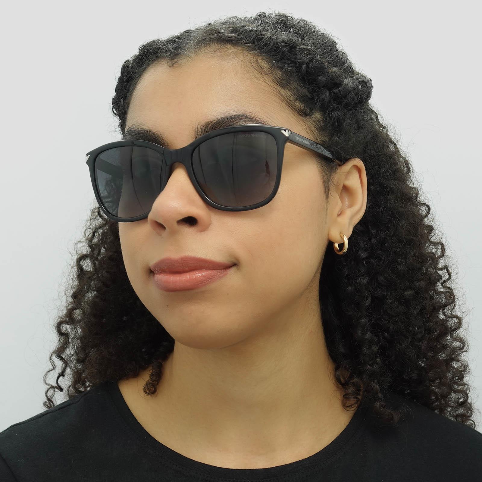 Black Emporio Armani Black Rectangle Black Grey Gradient 4060 Sunglasses, Image 6 of 6