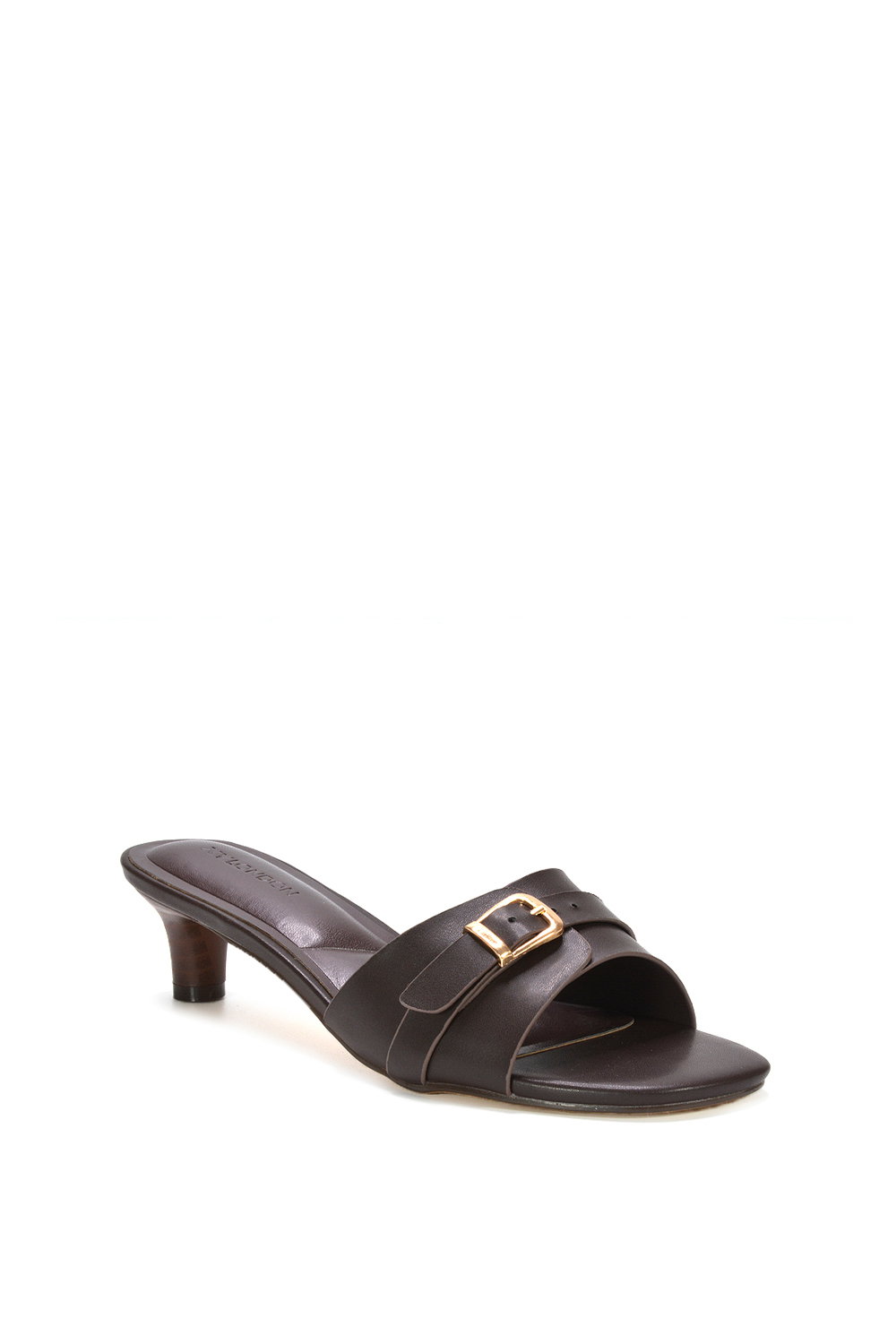 Brown XY LONDON Brown 'Romee' Slip On Low Kitten Heel Mule Sandals, Image 2 of 6