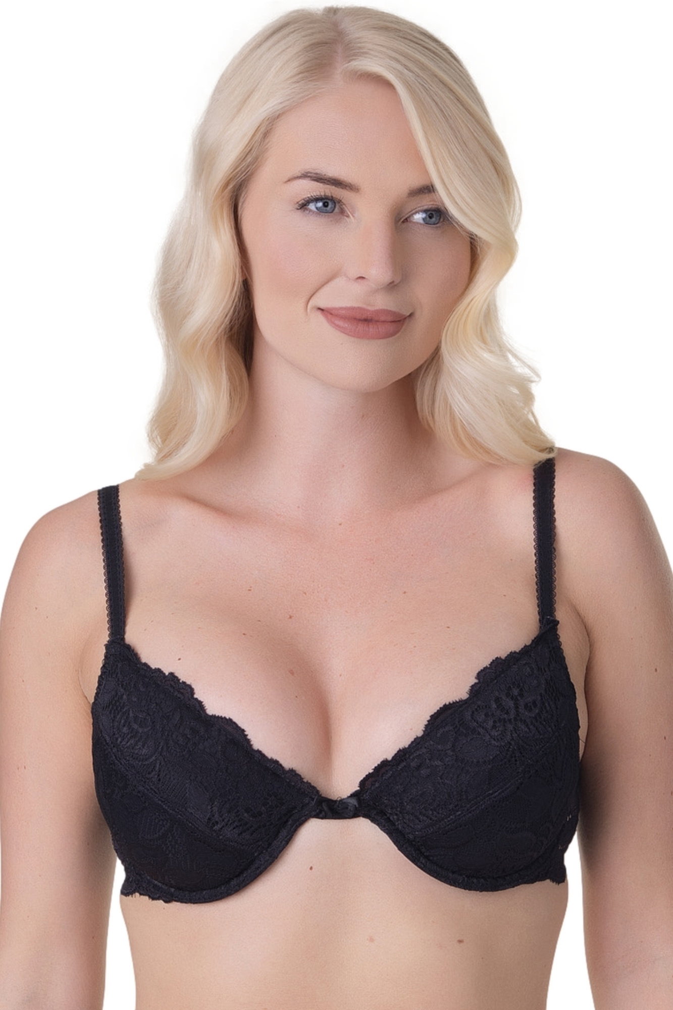 Black Floral Lace Padded Underwired Bra, Image 1 of 5