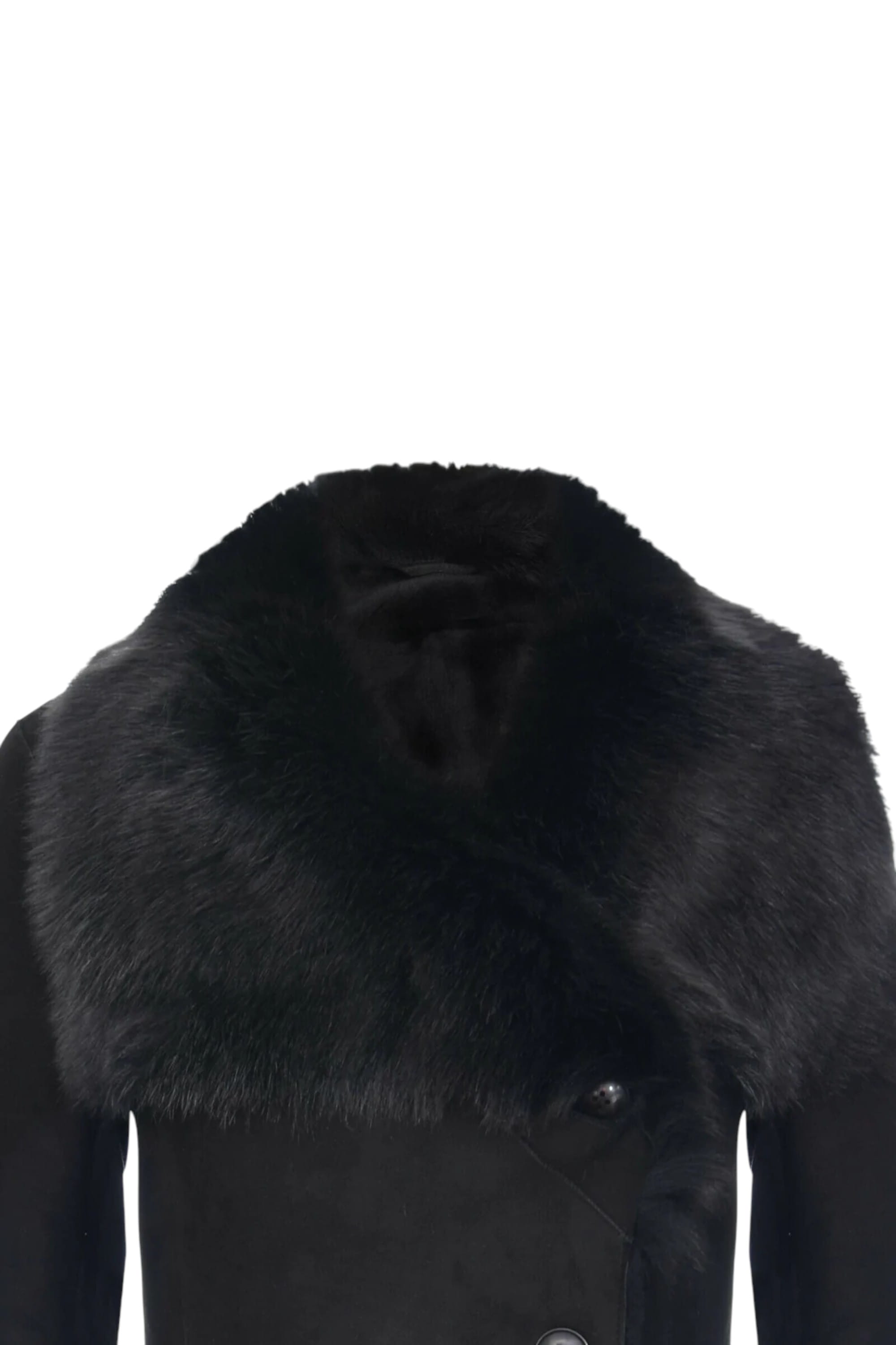 Black Toscana Collar Merino Shearling Coat, Image 4 of 4