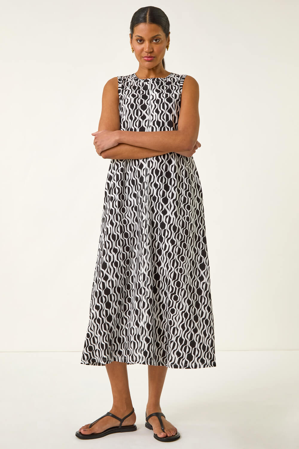 Geo Hearts Black Safari Dress