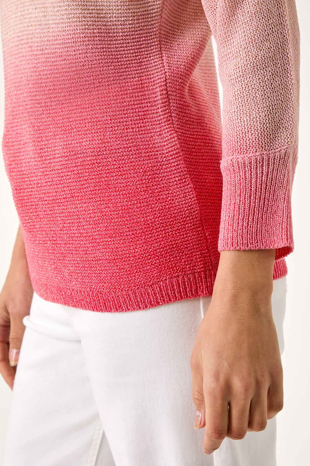 Light Pink Ombre Shimmer Knit Jumper, Image 6 of 5