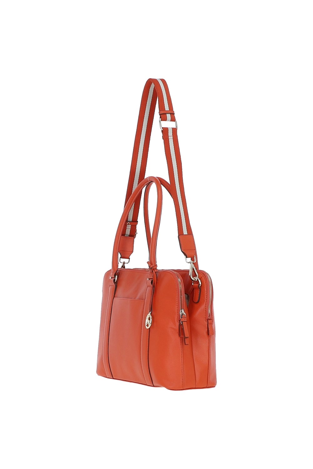 Orange 'Cuore di Cuoio' 3 Section Large Leather Handbag, Image 3 of 4