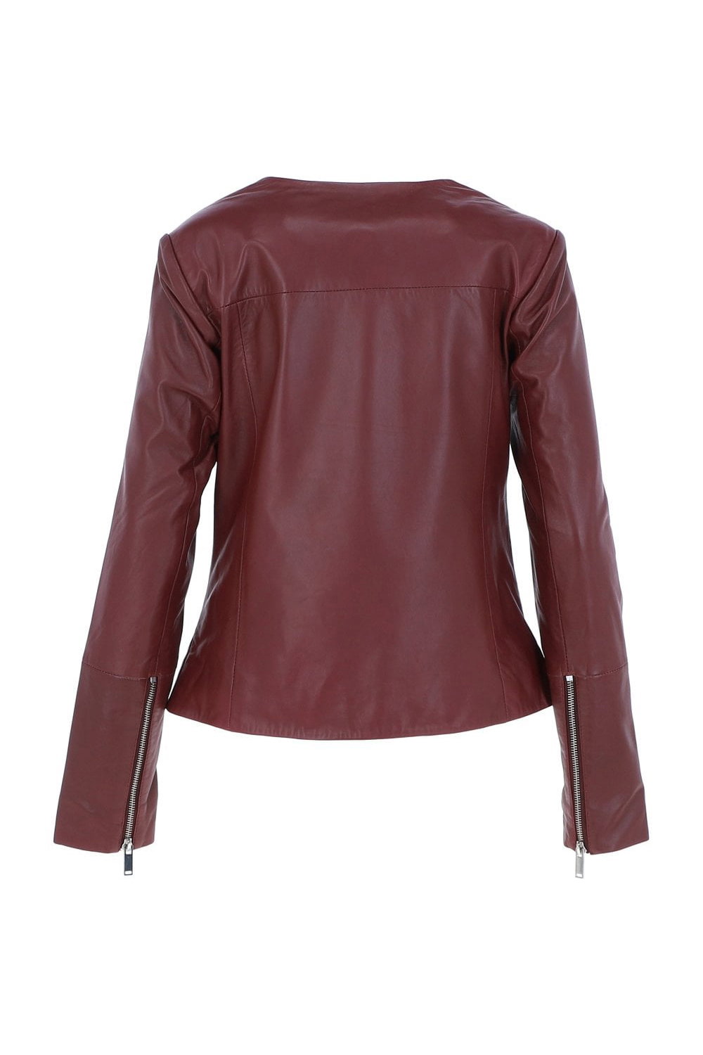 Wine Ashwood Leather Wine 'Francesca' Collarless Real Leather Fashion Jacket, Image 4 of 5