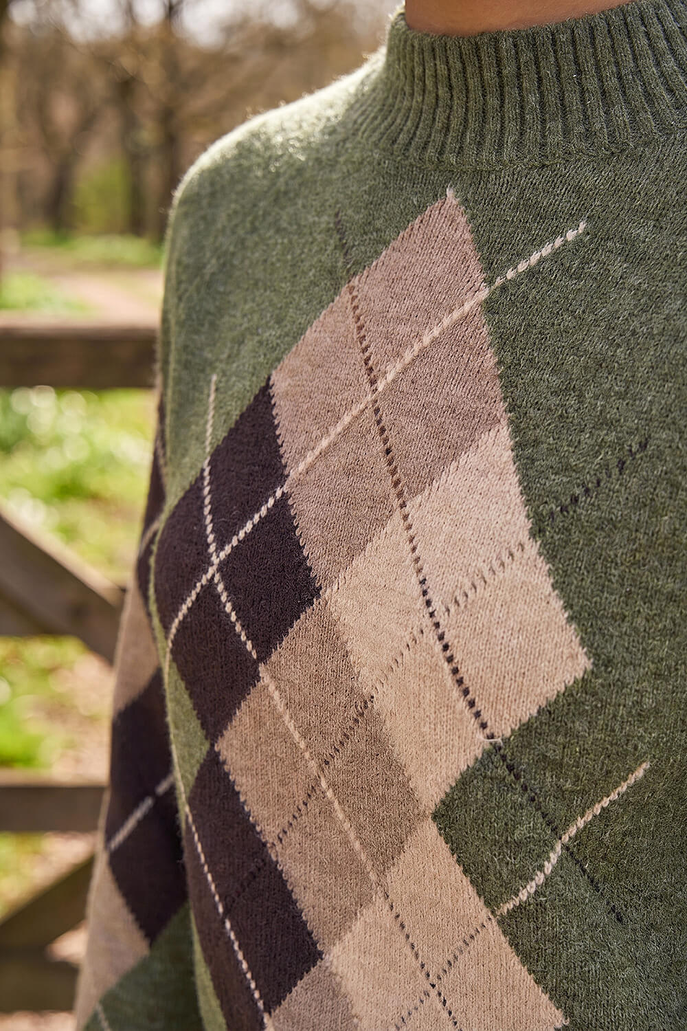 Khaki Petite Argyle Jumper, Image 5 of 4