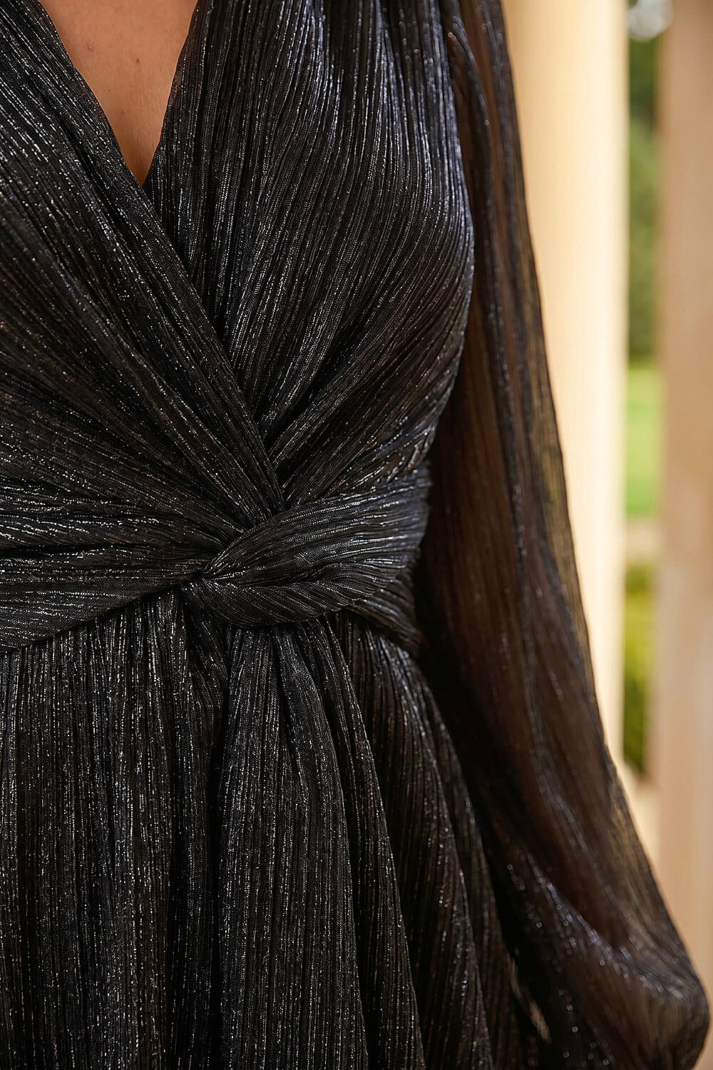 Black Petite Shimmer Twist Stretch Top, Image 5 of 4