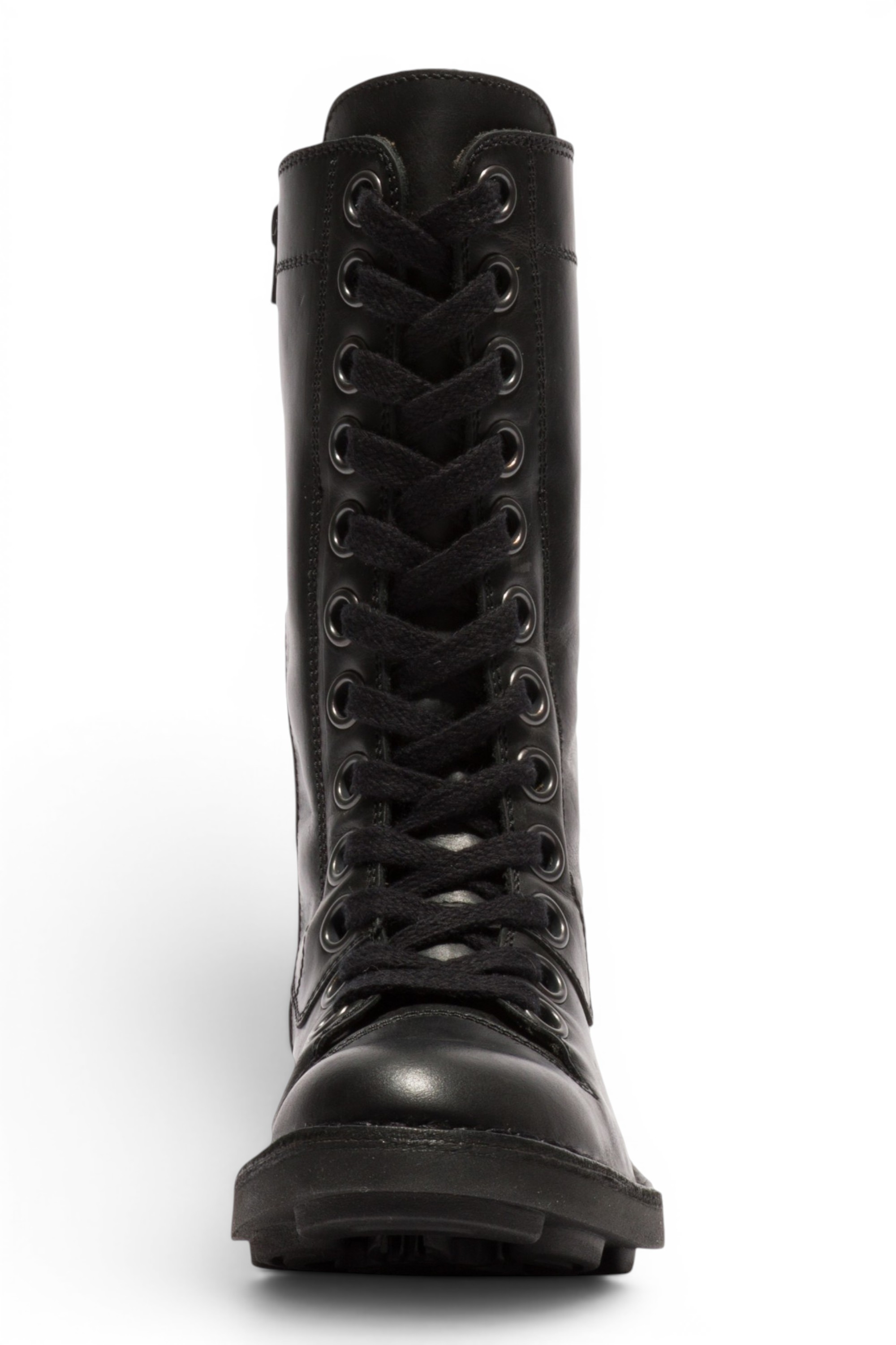 Black Womens Leather Ankle Boots-NOLE175, Image 2 of 6