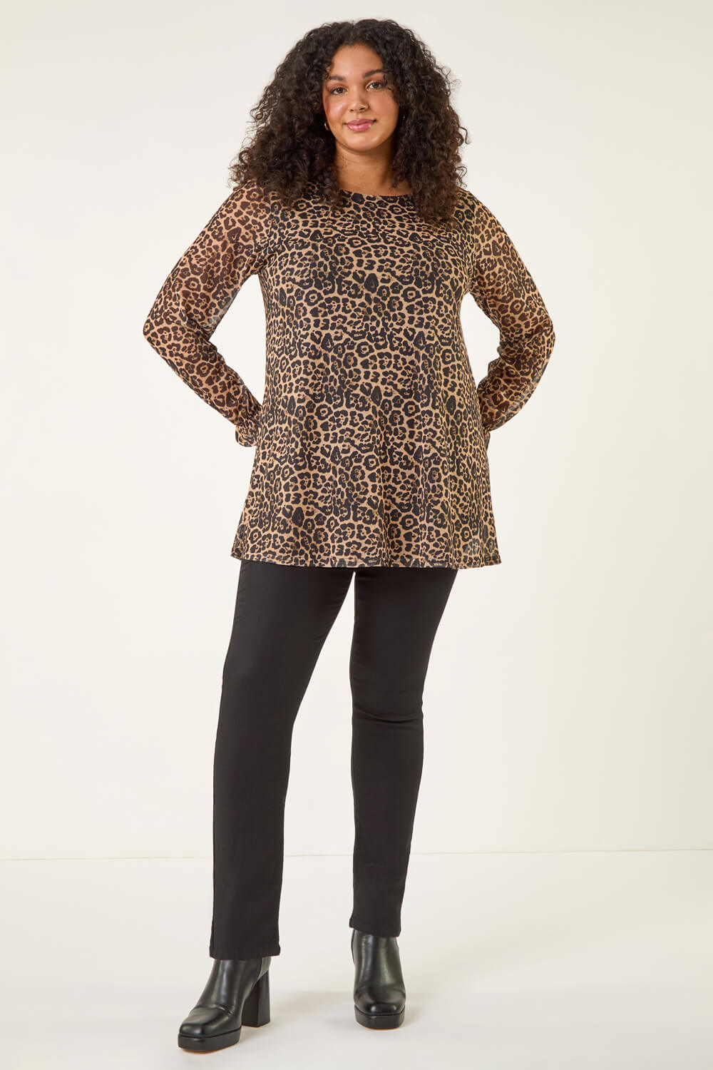 Natural Curve Animal Frill Cuff Top, Image 4 of 8