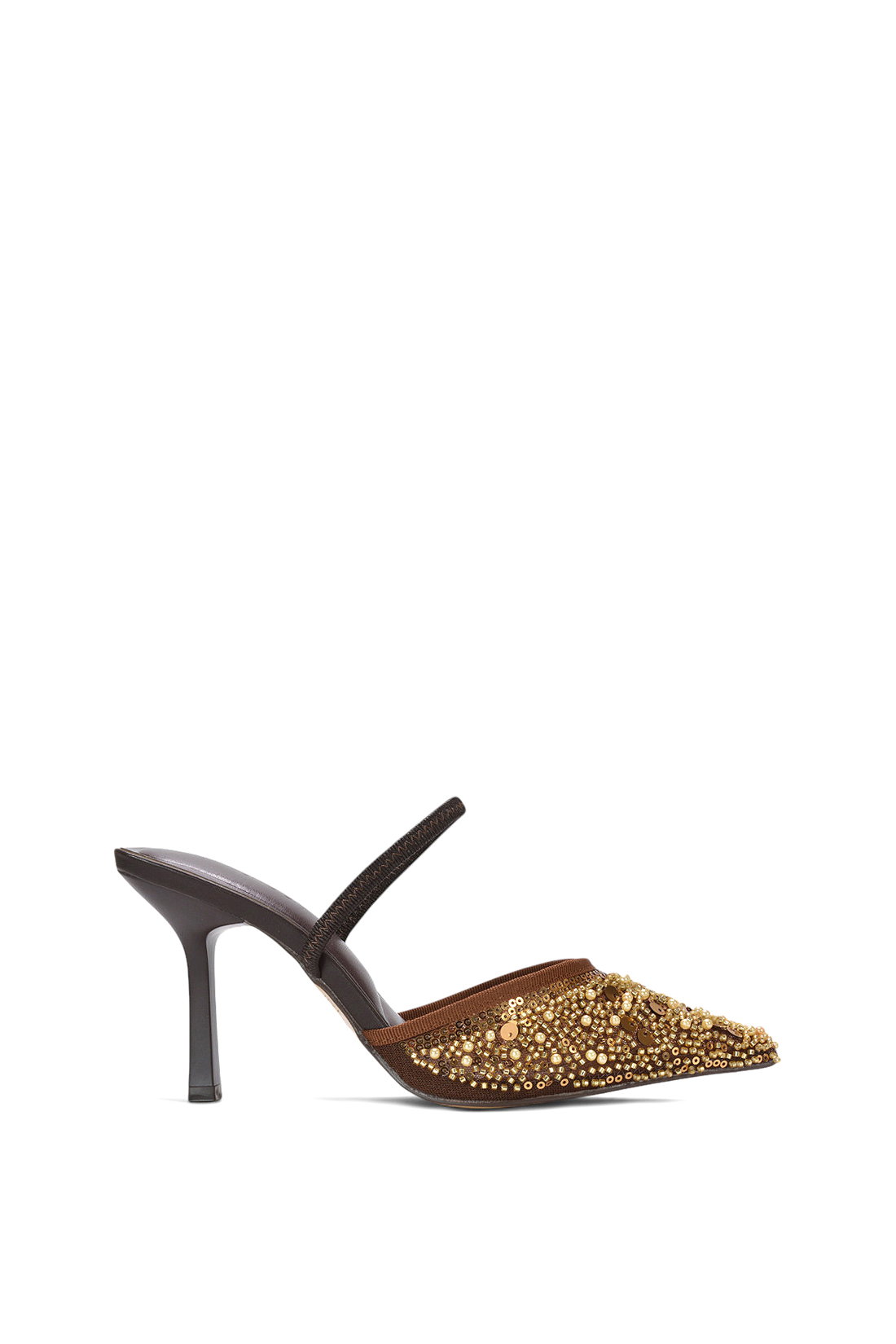 Black Slingback Stiletto High Heel Rhinestone Embellished Court Shoes