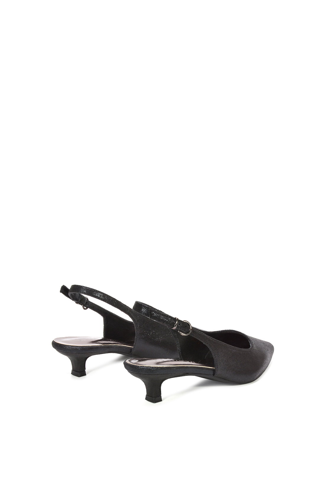 Black XY LONDON Black Slingback Kitten Heel Court Shoes With Pointed Toe, Image 4 of 6