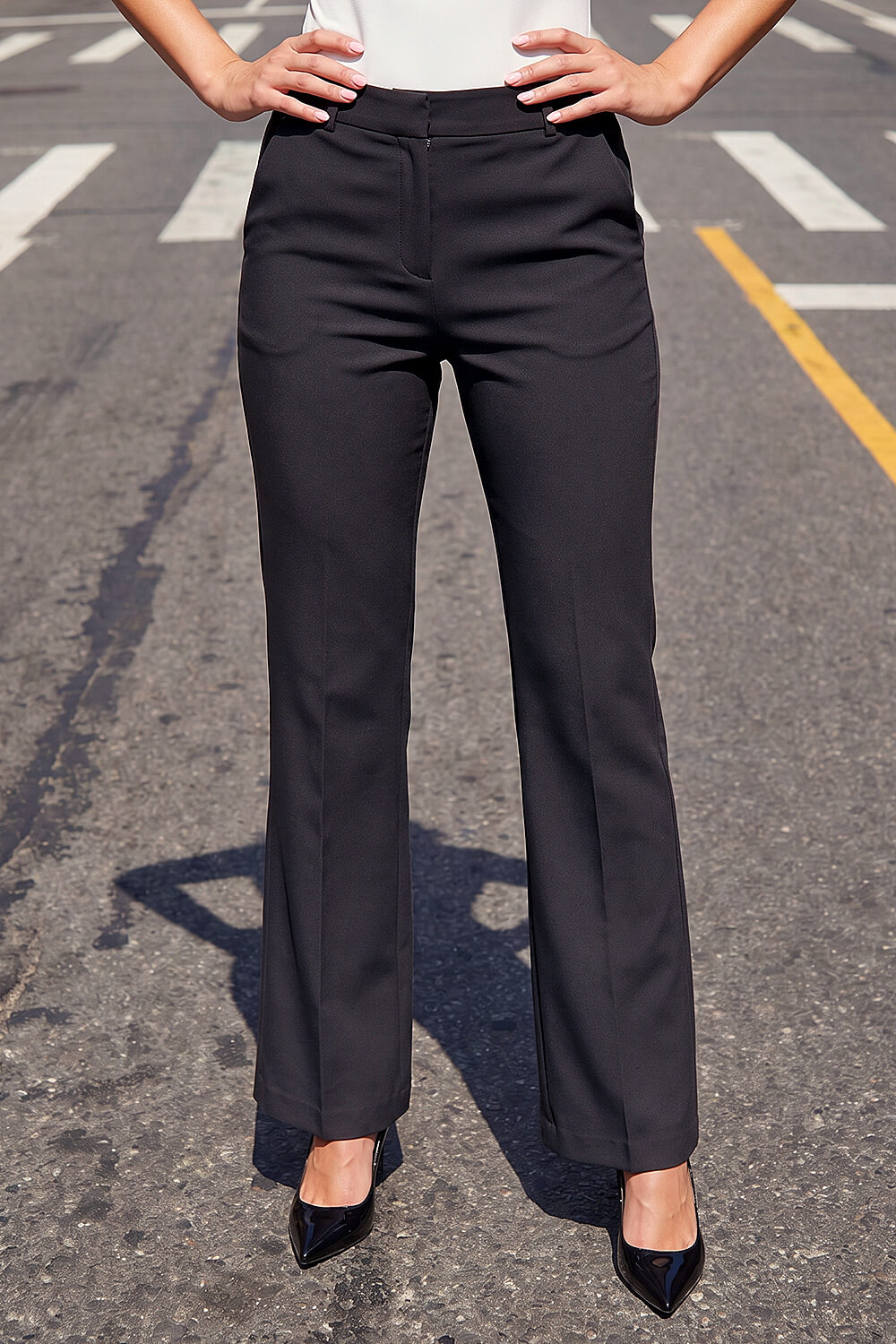 Charcoal Bootcut Leg Stretch Trousers, Image 3 of 4