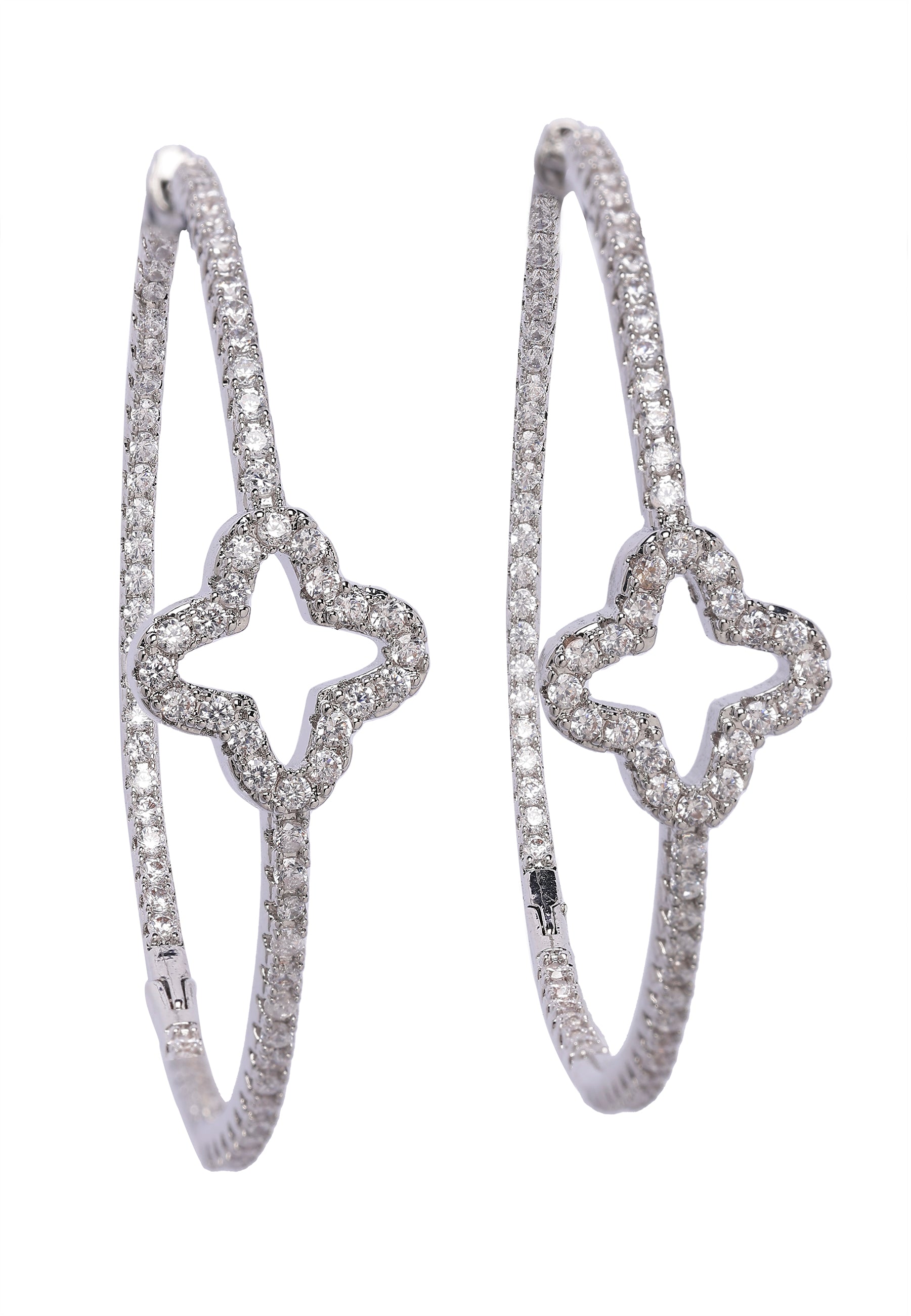 Metallic Clover Hoop Earrings