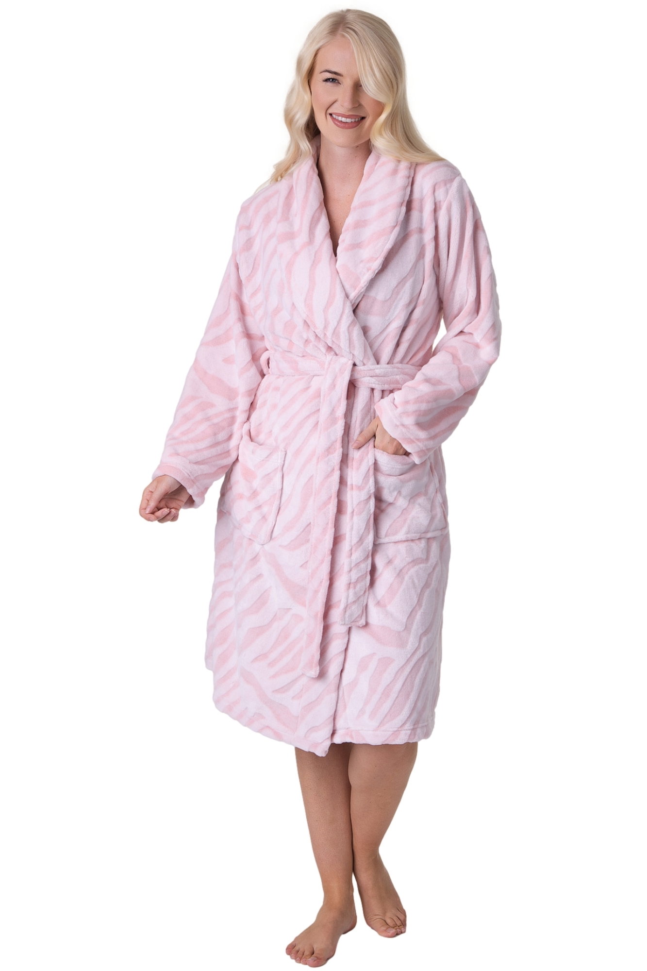 Pink Supersoft Printed Bathrobe, Image 1 of 5