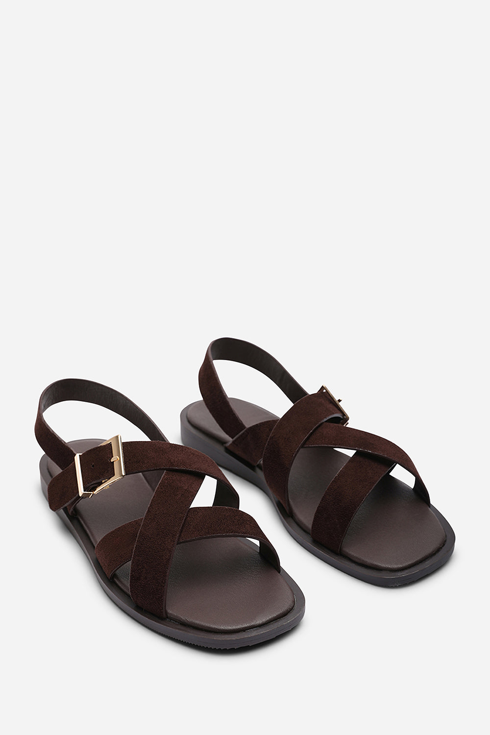 Dark Brown Where's That From Dark Brown Capri Cross Over Open Toe Sandal, Image 4 of 6