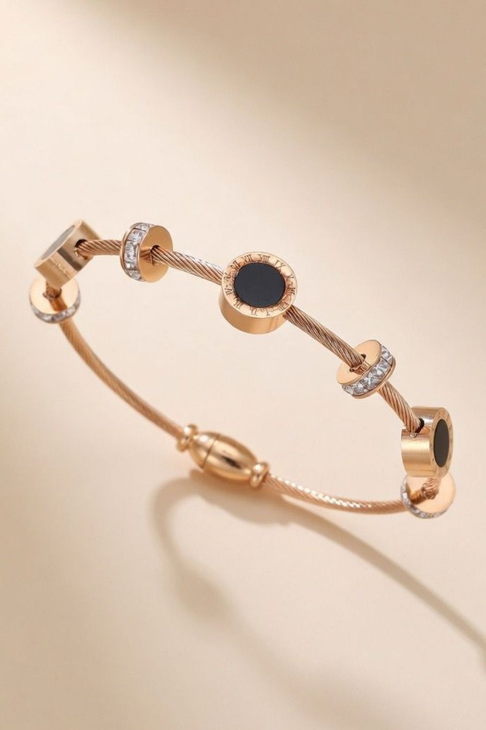 Gold Roman Dual Colour Roman Charm Bracelet Bangle, Image 1 of 1