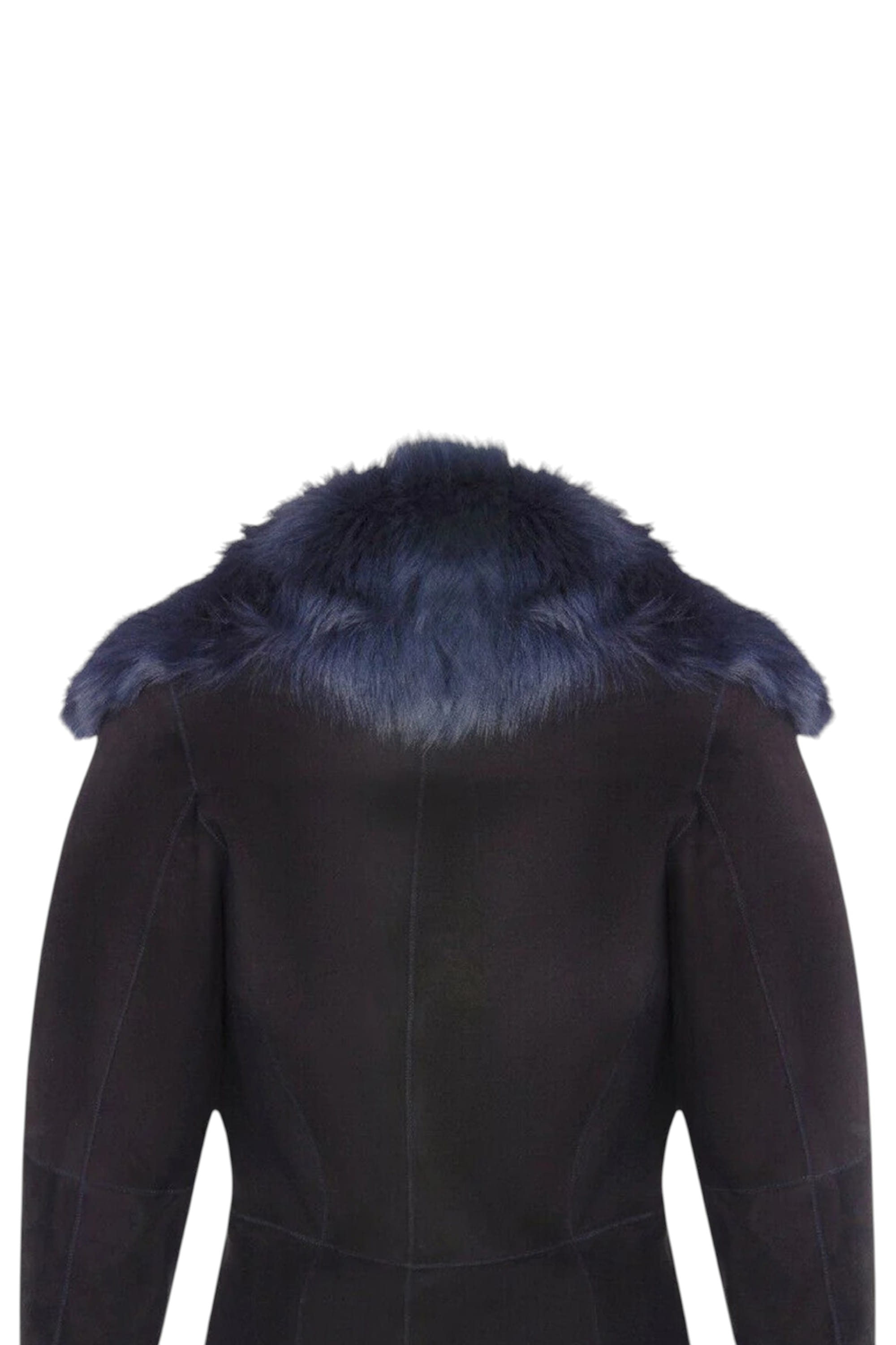 Navy Toscana Sheepskin Suede Trench Coat, Image 7 of 7
