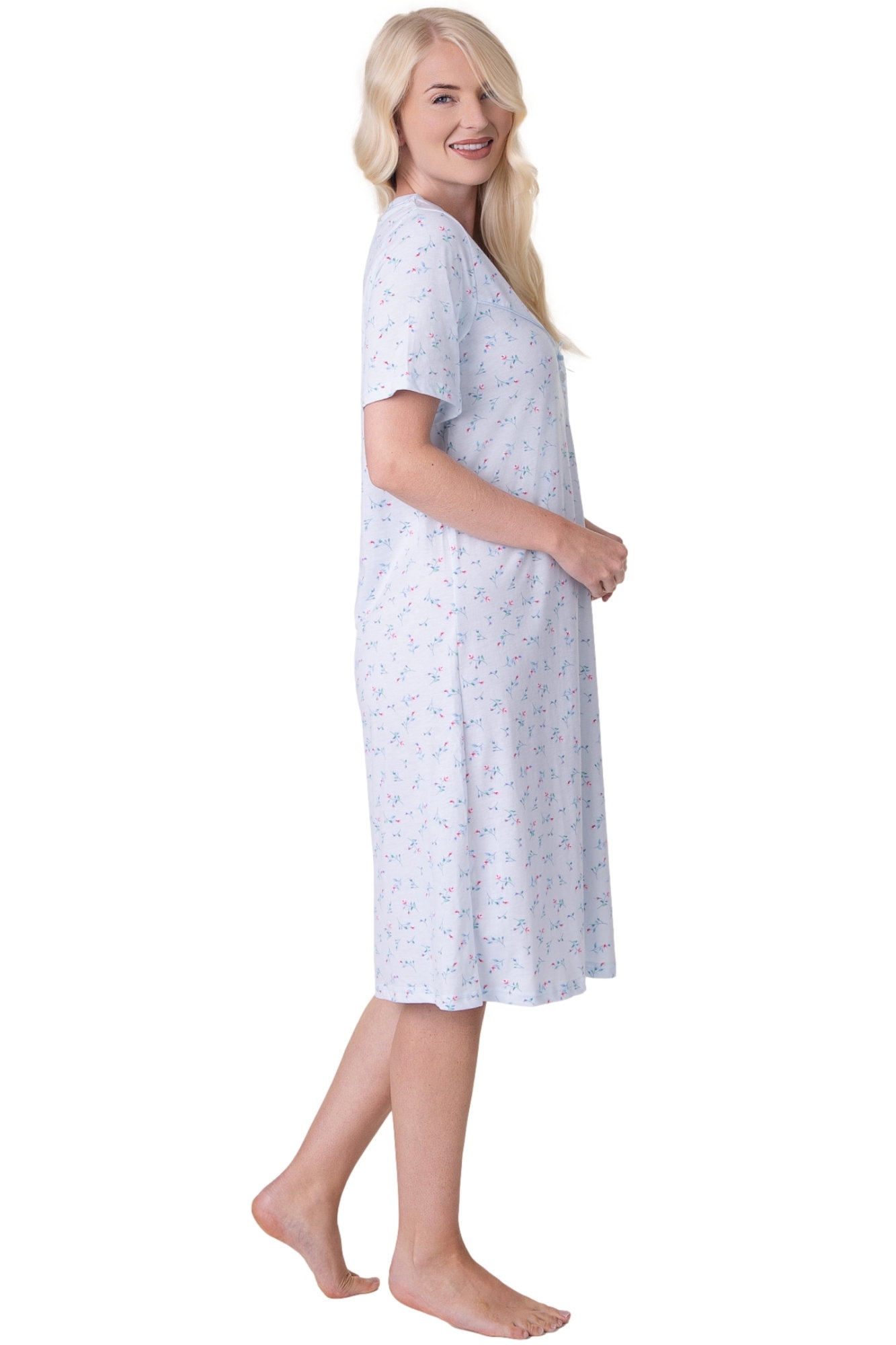 Blue Short Sleeved Nightdress, Image 4 of 5