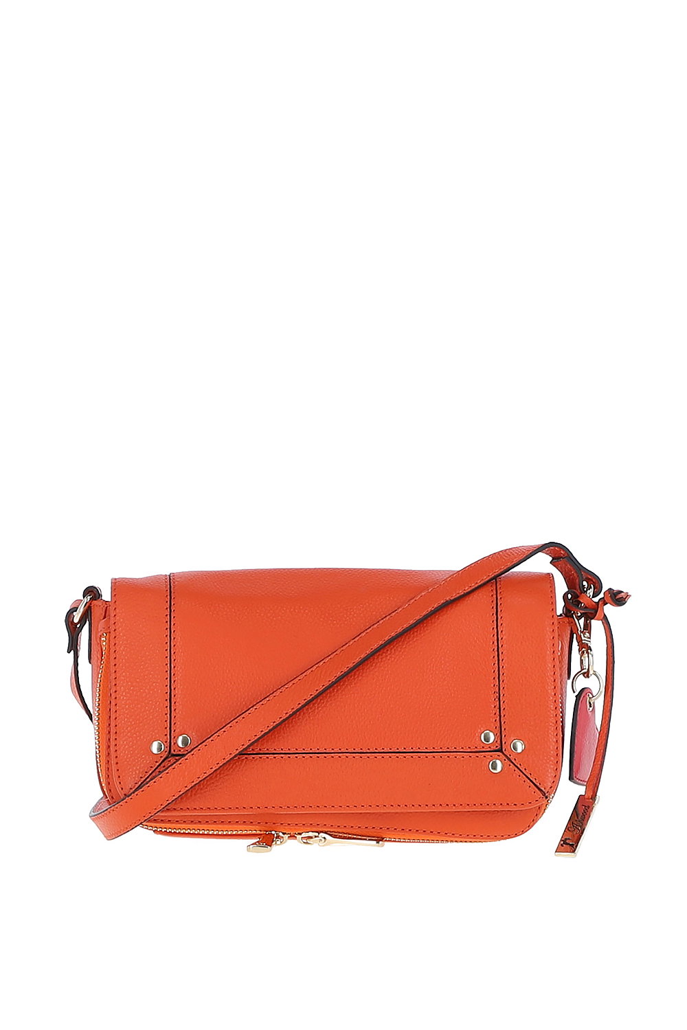 Orange 'Blossom' Flap Over Real Leather Shoulder Bag, Image 1 of 4