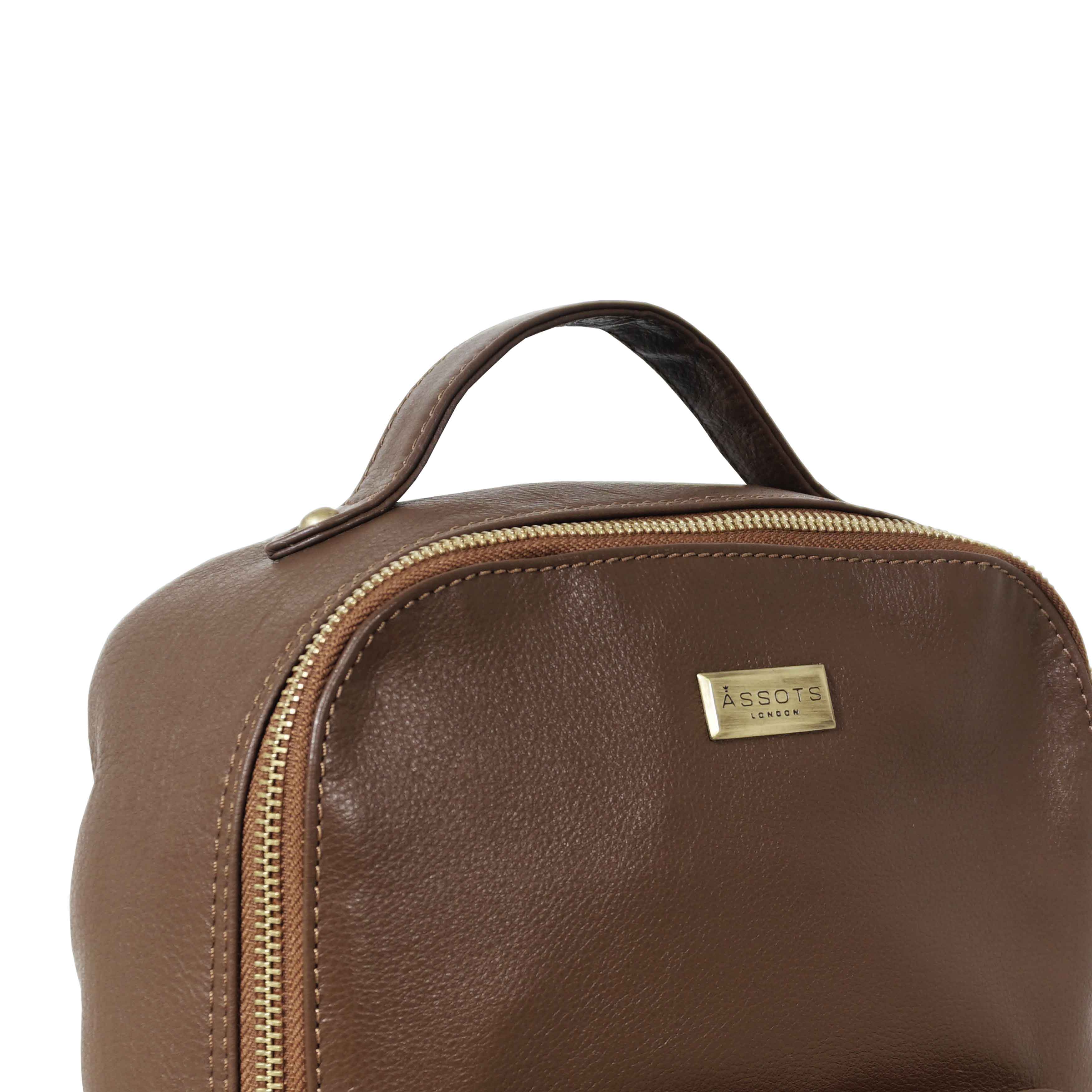 Tan 'ANGEL' Nappa Full Grain Leather Zip-top Backpack, Image 3 of 4