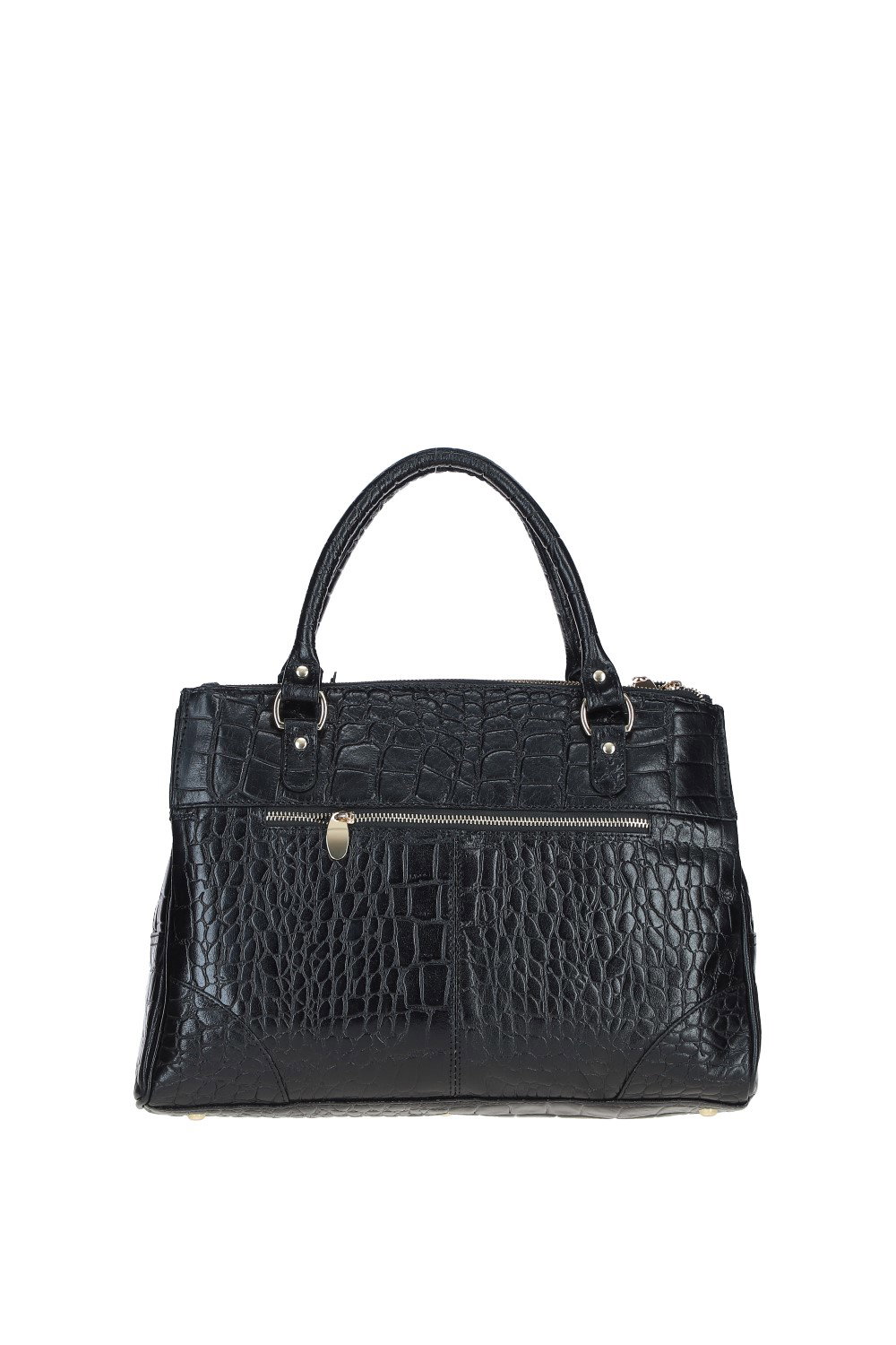Black Ashwood Leather Black 'Borsa Verniciata' Three Section Shoulder Bag, Image 3 of 4
