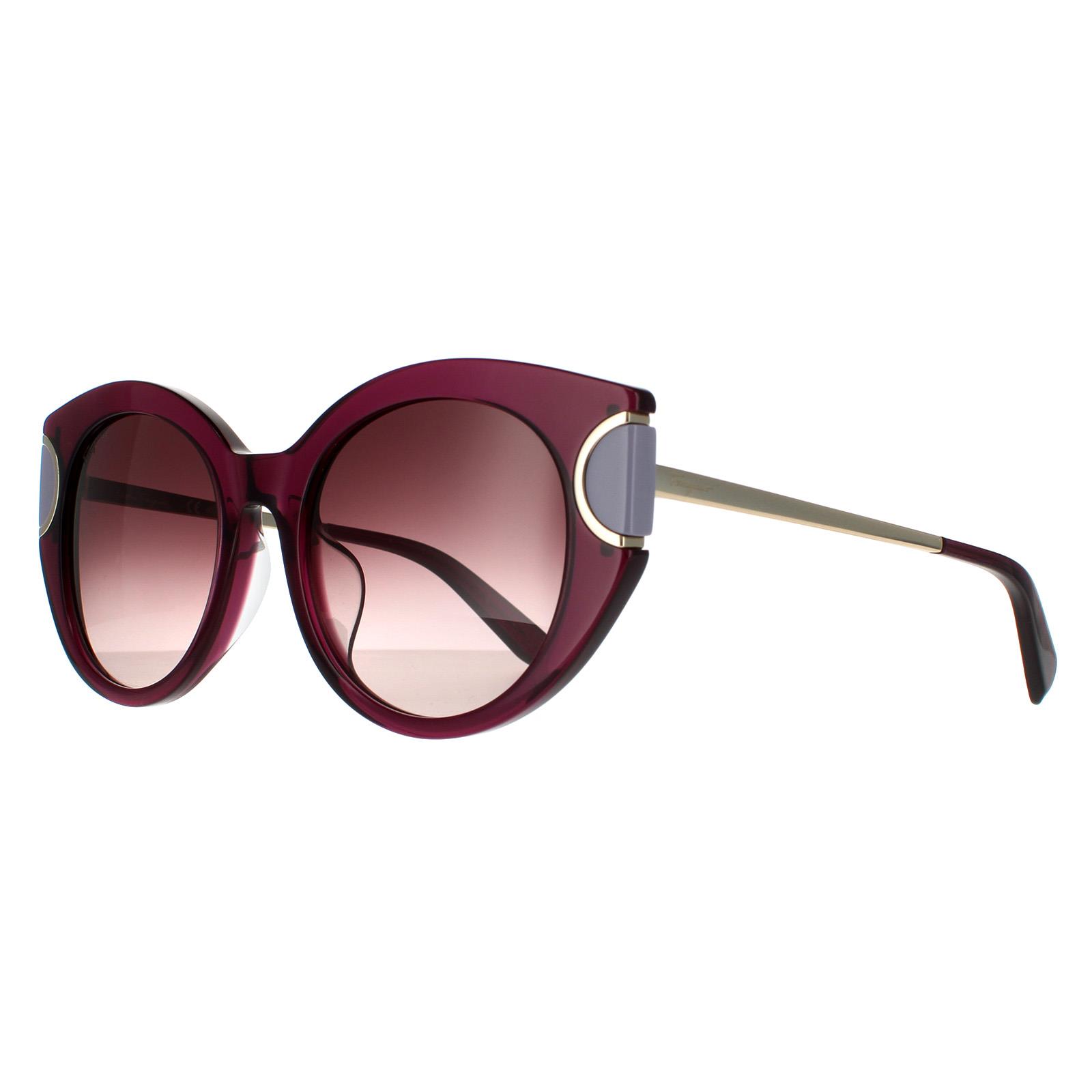 Purple Salvatore Ferragamo Purple Cat Eye Violet Brown Wine Gradient Sunglasses, Image 2 of 4