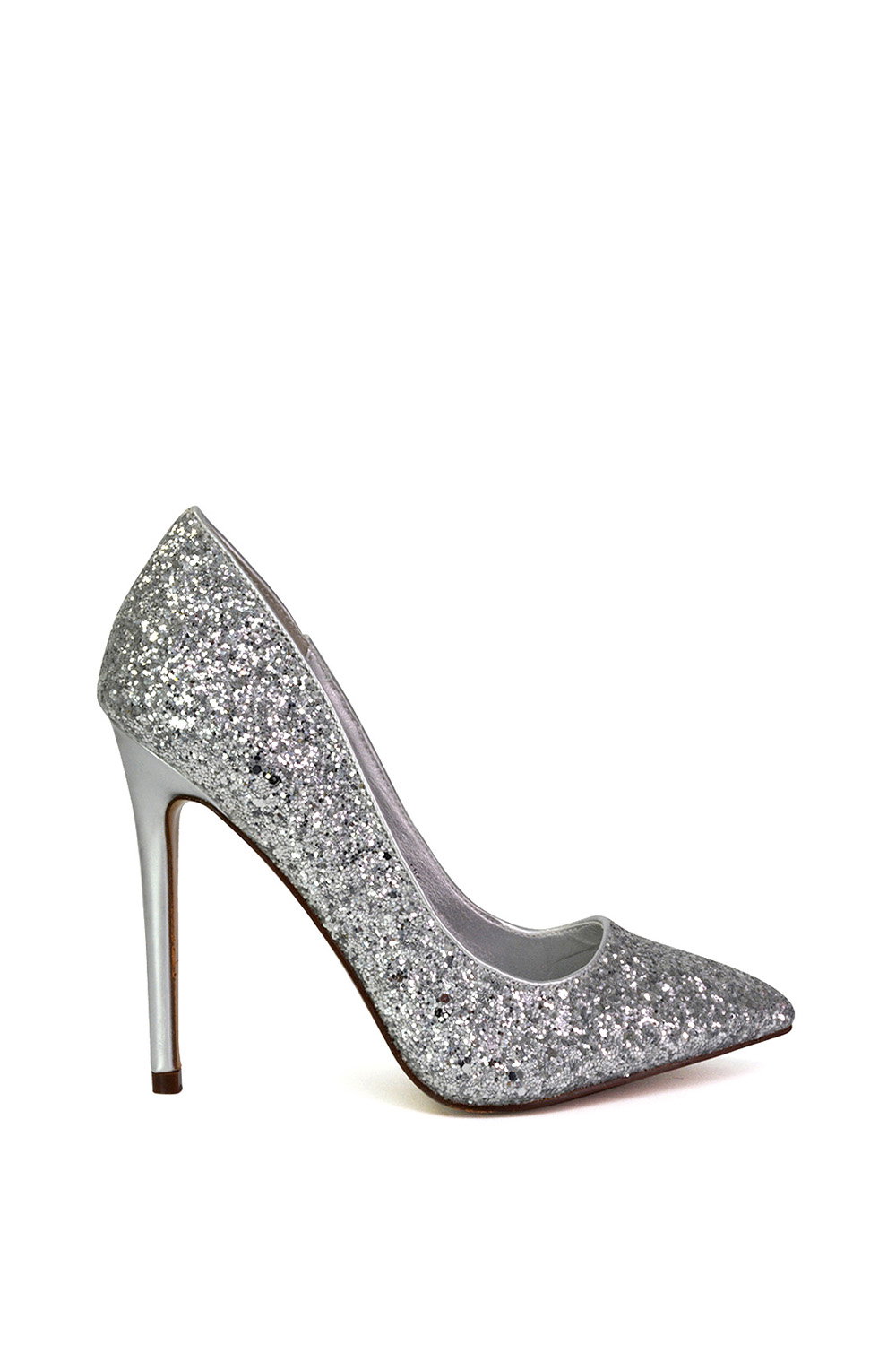 Black 'Emerald' Pointed Toe Court Shoes Glitter Stiletto High Heels