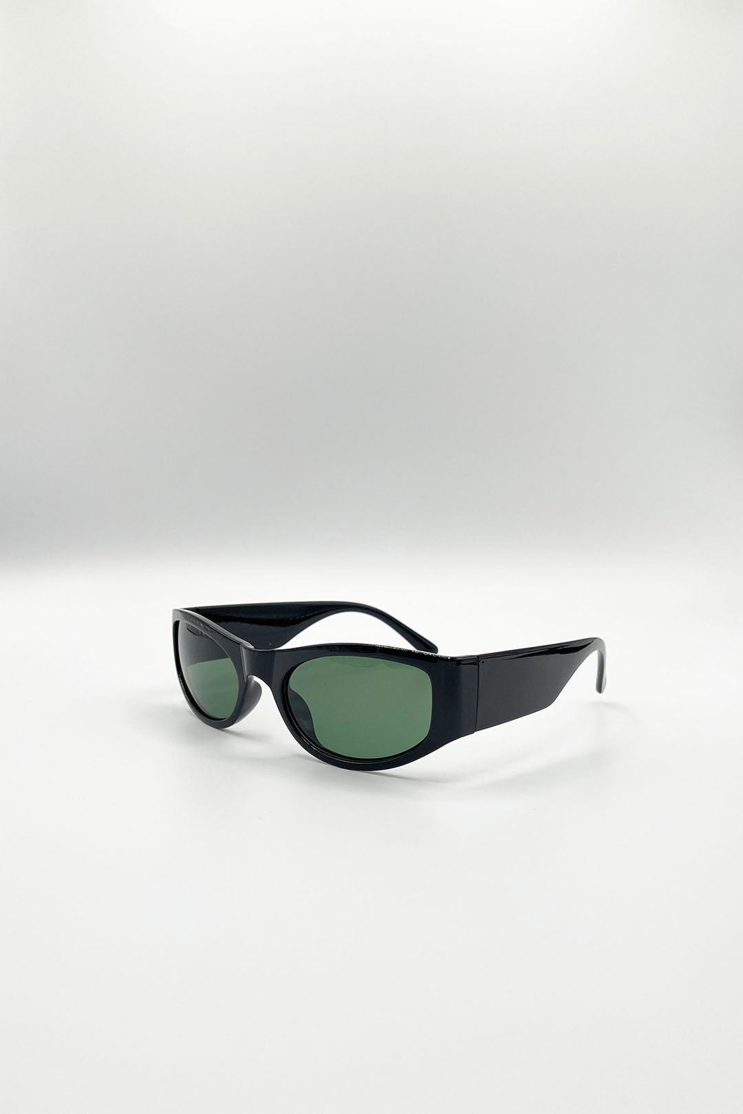 Black SVNX Black Racer Wrap Around Sunglasses In Black, Image 3 of 5