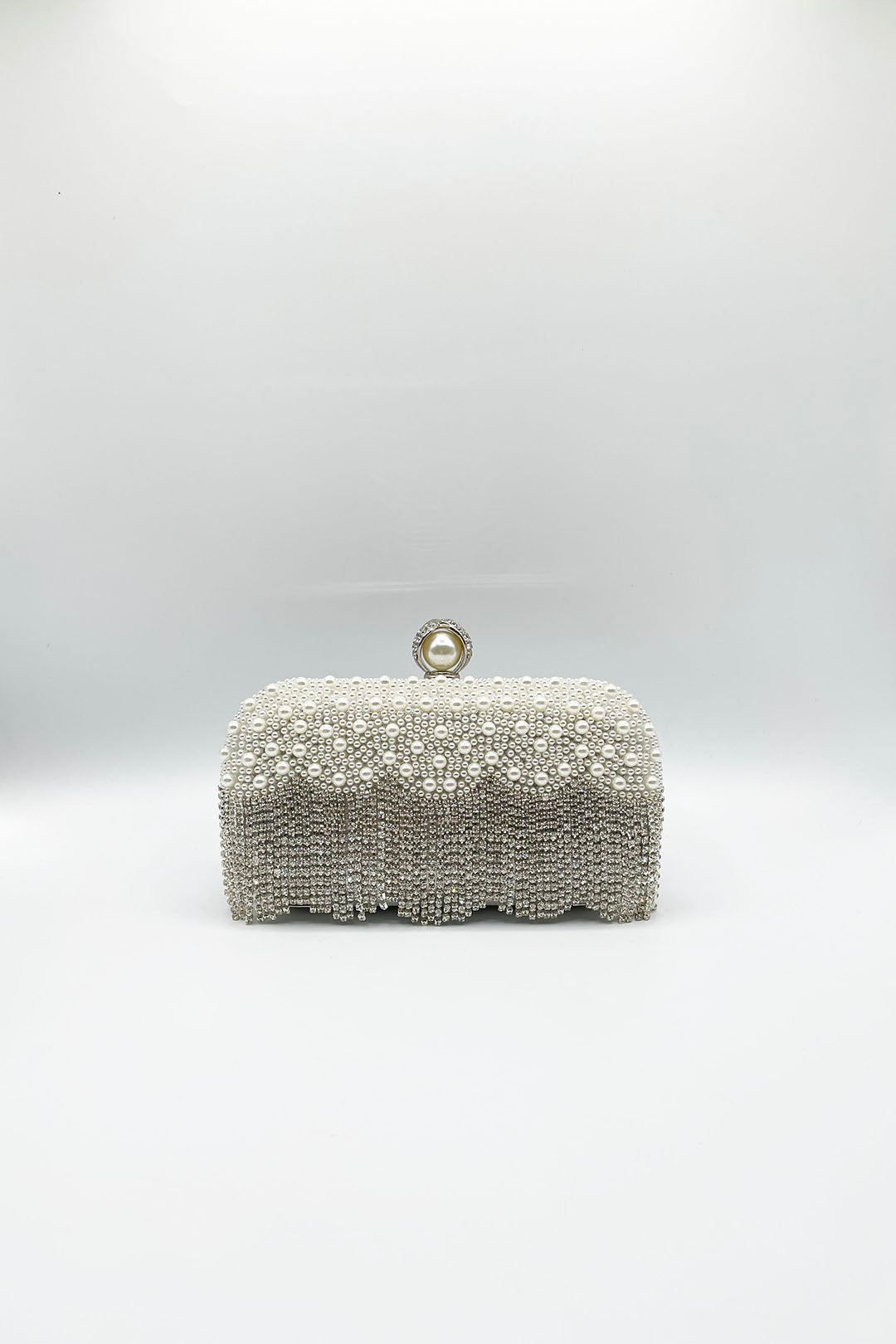 Silver Vintage Pearl and Diamante Clutch Bag, Image 2 of 5