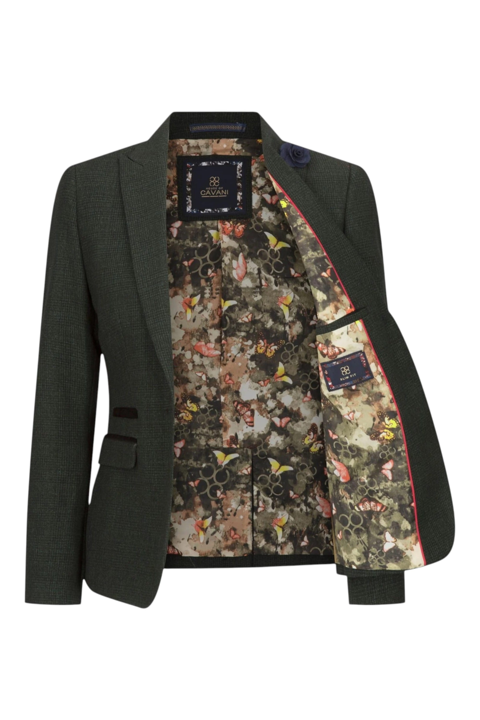 Olive Infinity Leather Olive Women's Tweed Green Check Blazer Wool Jacket, Image 3 of 6