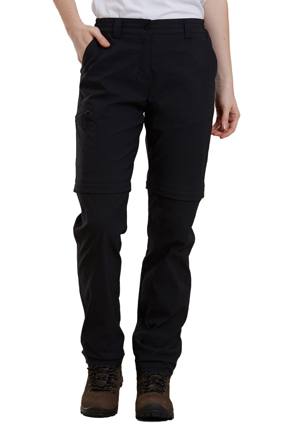 Black Hiker Stretch ZipOff Trousers, Image 1 of 3
