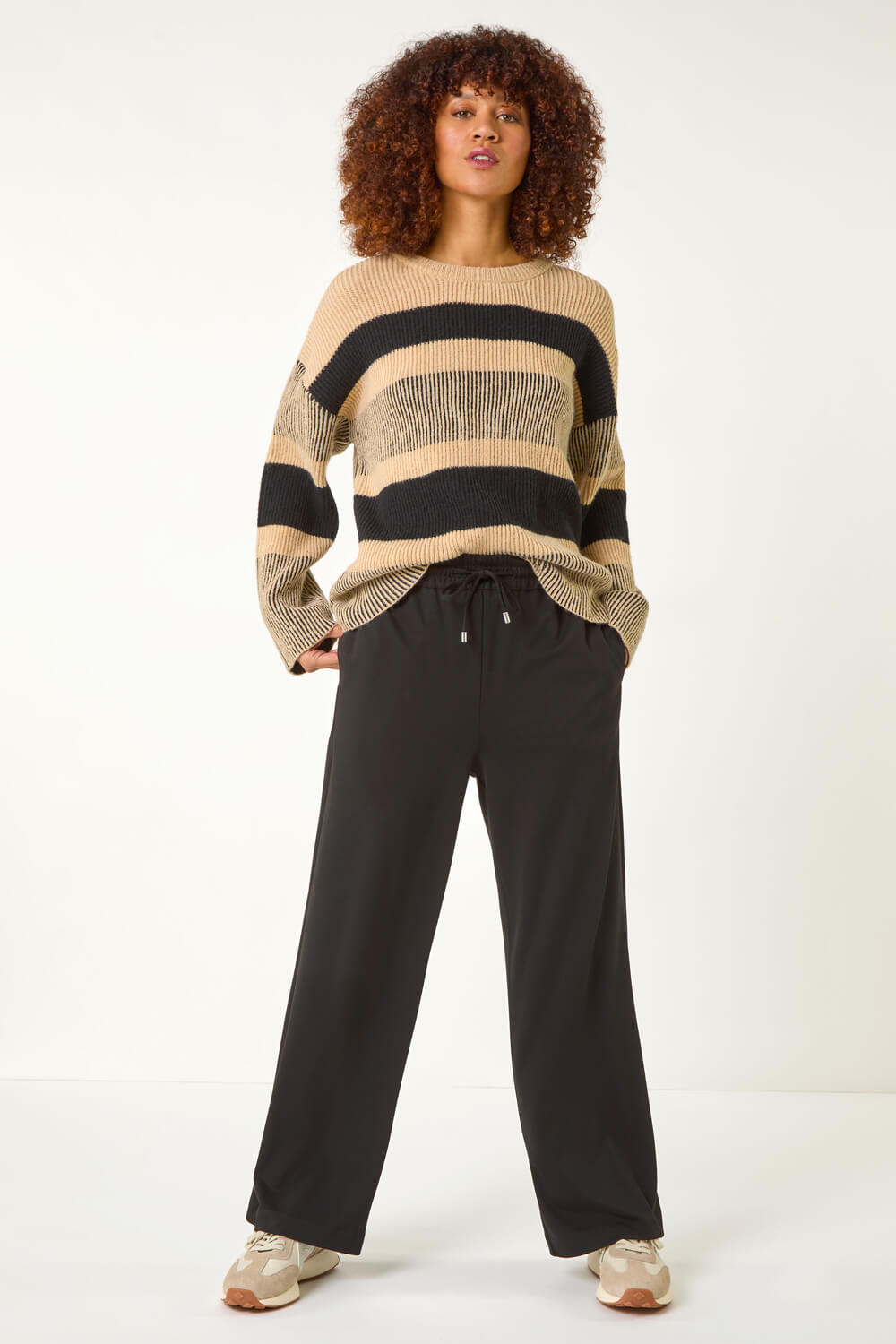 Black Wide Leg Ponte Trousers, Image 3 of 5