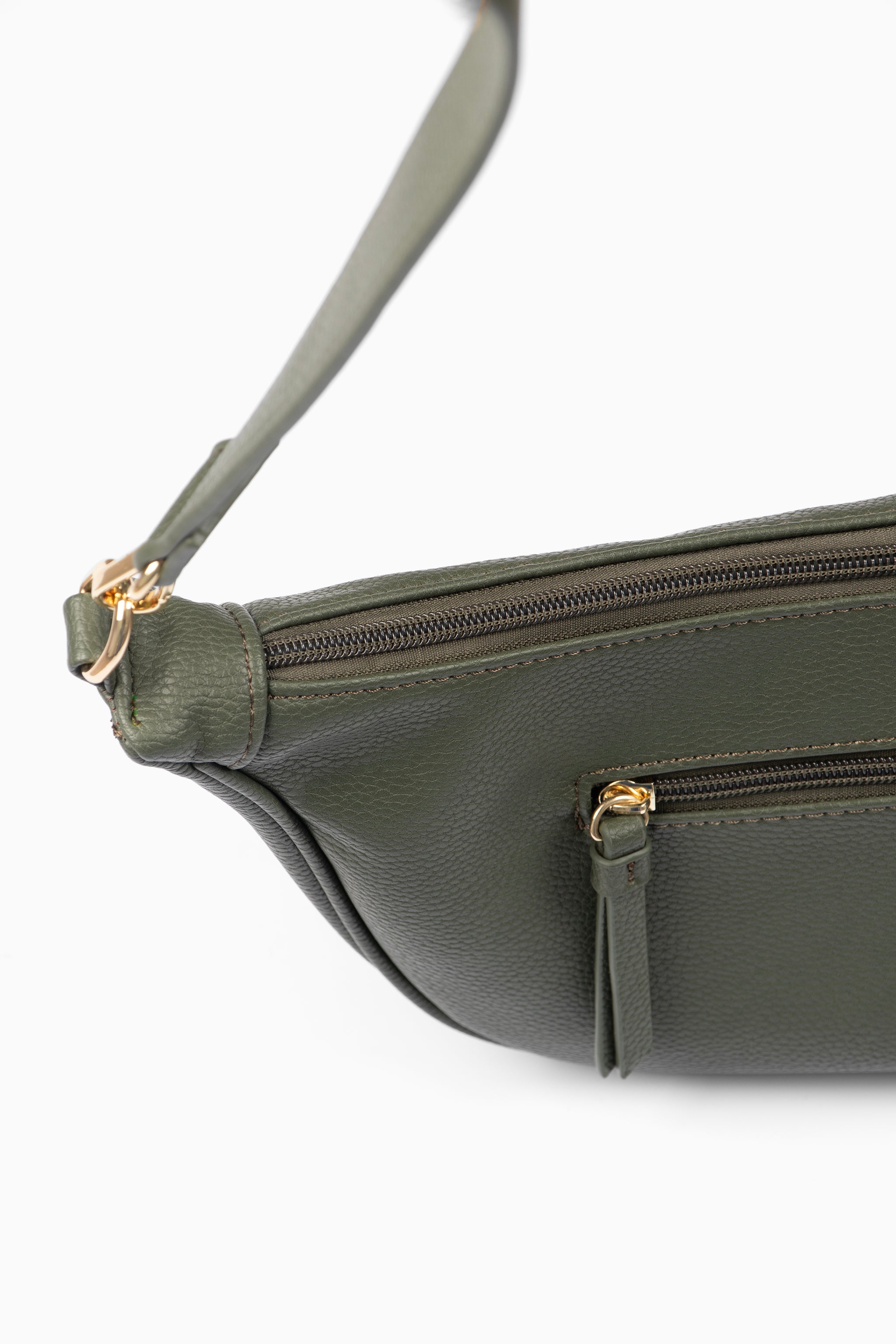 Khaki Etre Khaki Faux Leather Half Moon Crossbody Bag, Image 2 of 5