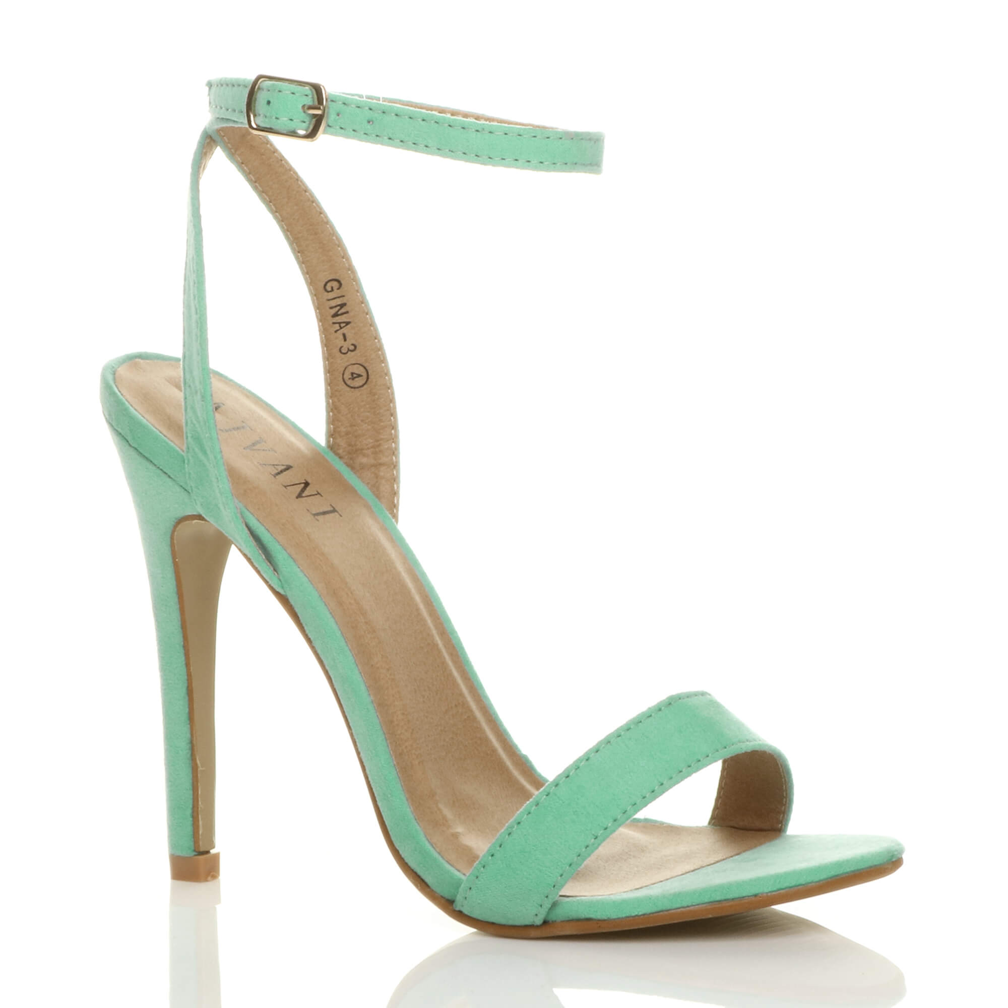 Mint AJVANI Mint High Heel Ankle Strap Barely There Sandals, Image 1 of 6