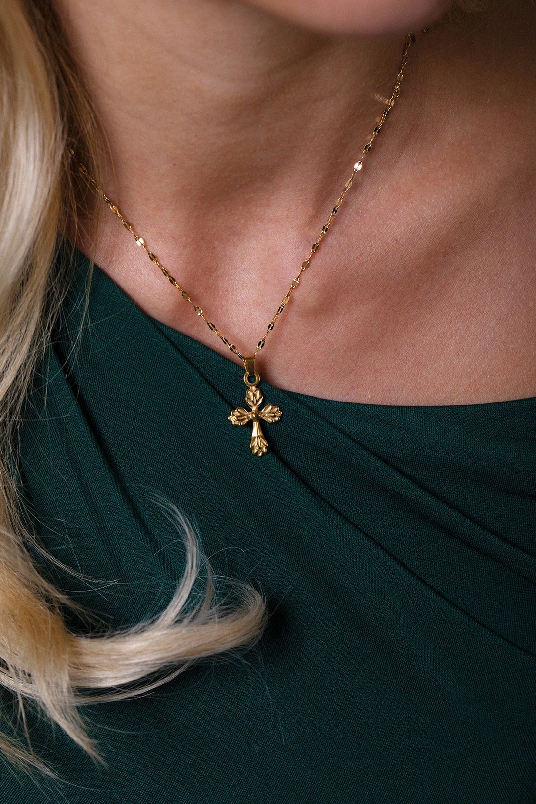 Gold Cross Pendant Necklace with Gift Box, Image 2 of 7
