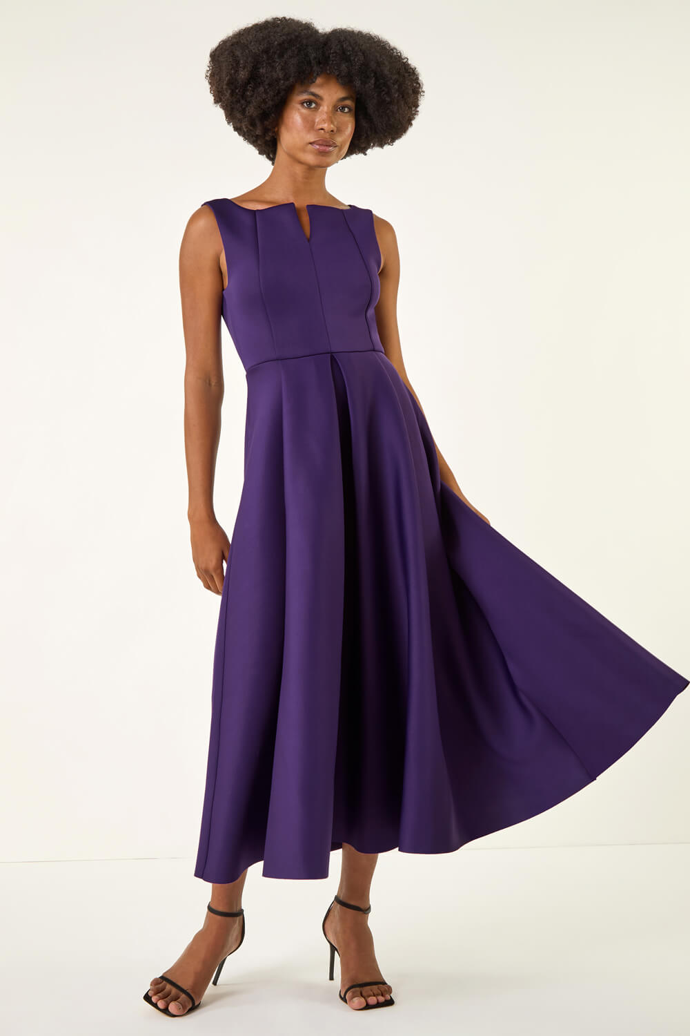 Purple Notch Neck Premium Stretch Dress, Image 1 of 5