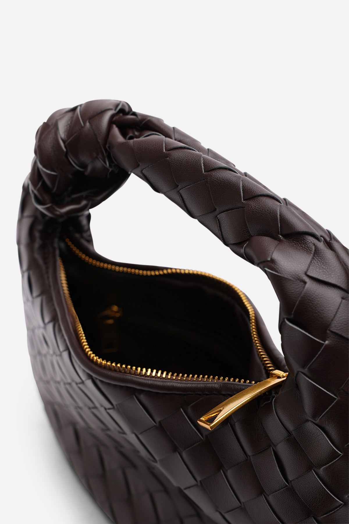 Dark Brown Aura Classic Woven Hobo Bag, Image 5 of 6