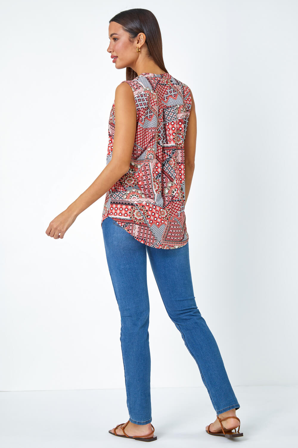 Color Block Textured Patchwork Short Sleeve Top