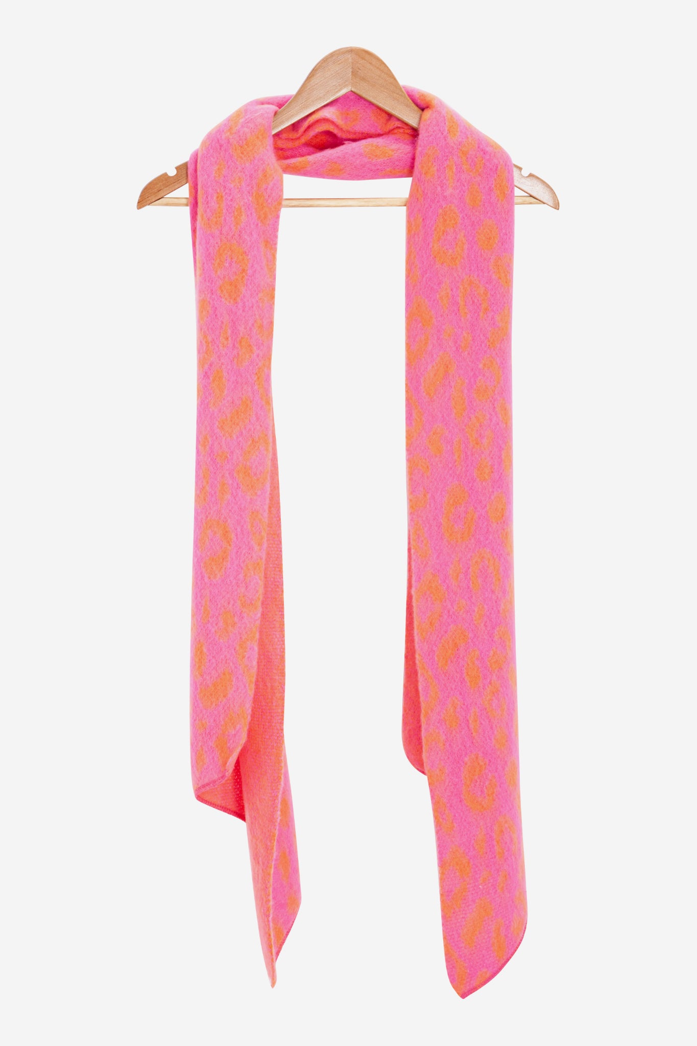 Pink Asymmetric Leopard Winter Scarf, Image 5 of 5