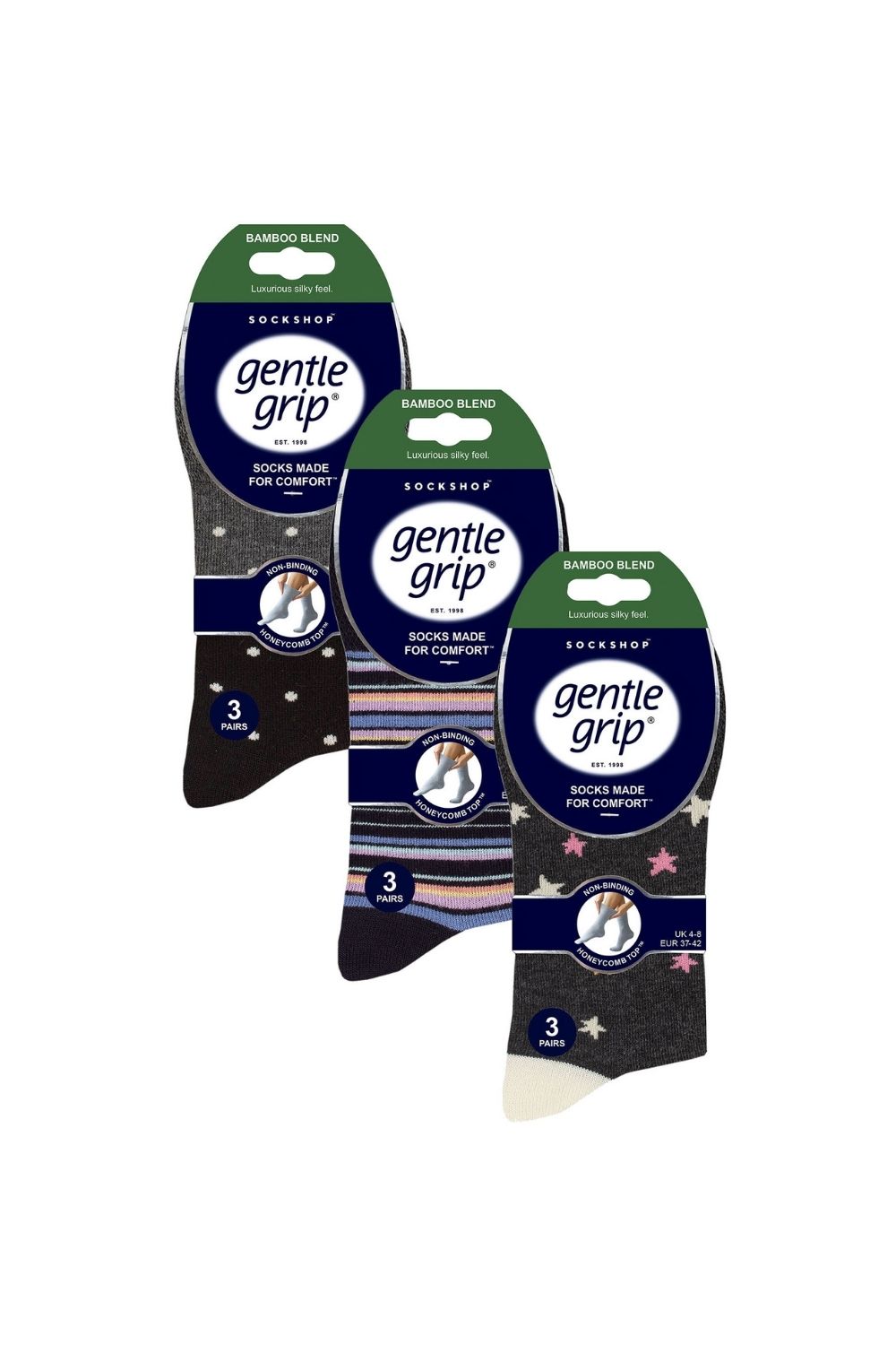 Charcoal 9 Pairs NON ELASTIC Soft Bamboo Socks, Image 2 of 3