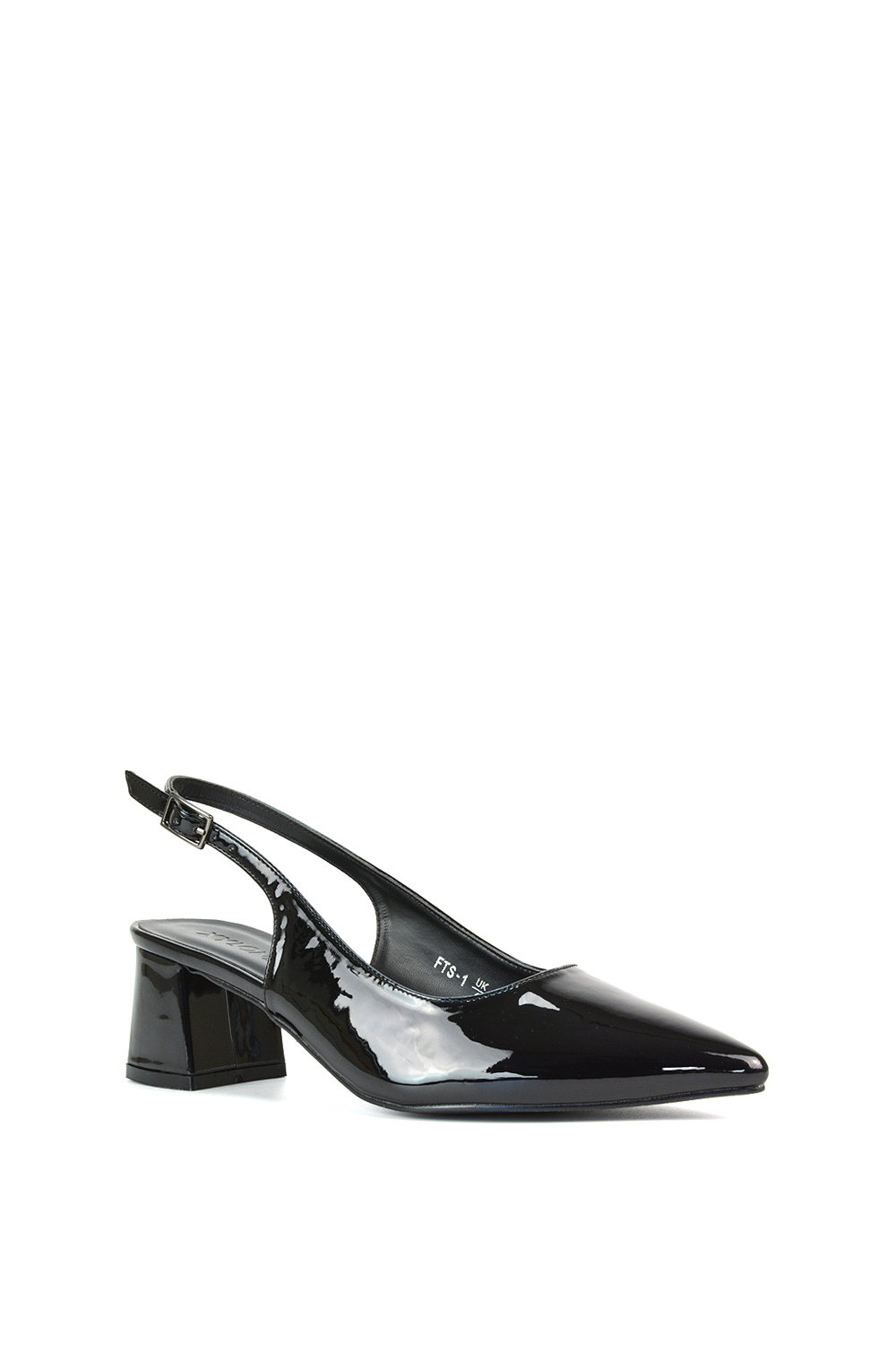 Black 'Devon' Court Shoe Block Heels With Slingback, Image 2 of 6