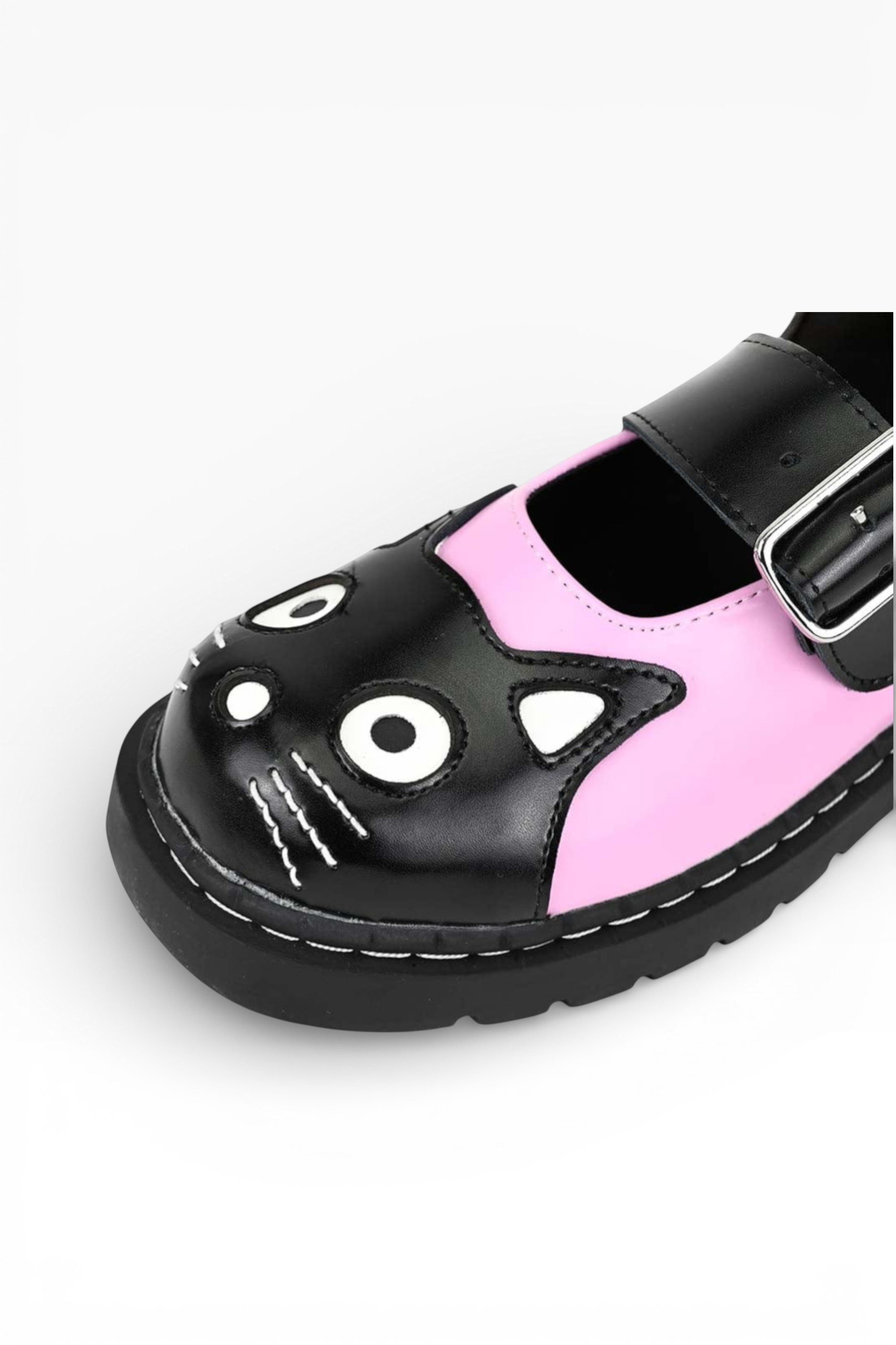 Pink TUK Footwear Pink Mary Jane Leather Goth Shoes - T2344, Image 6 of 7